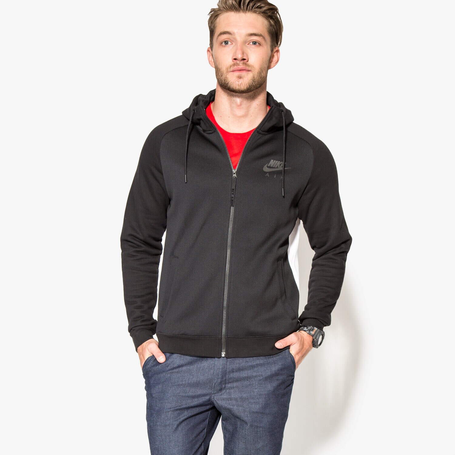 Herren NIKE SWEATSHIRT M NSW HOODIE FZ MX AIR HYB 805136010 Schwarz