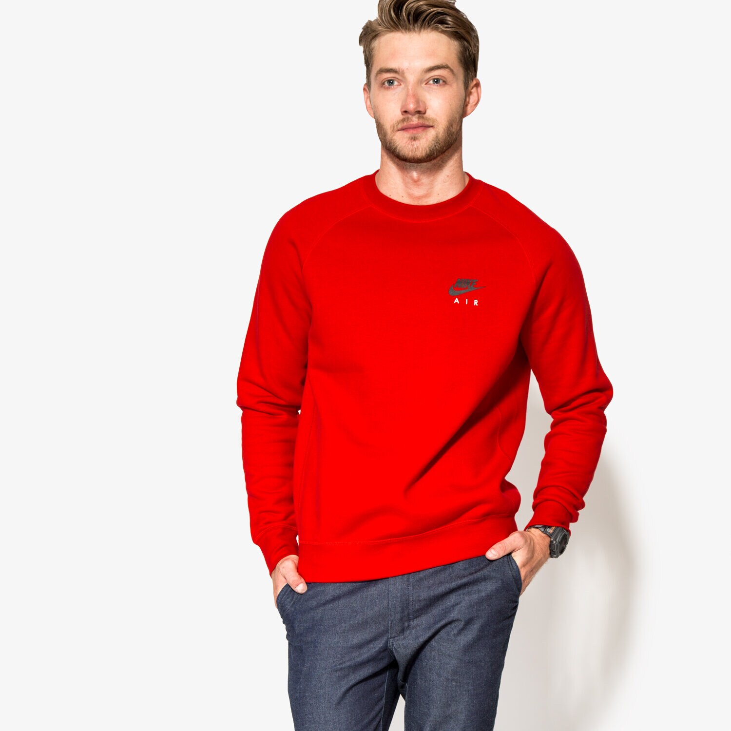 Herren NIKE SWEATSHIRT M NSW CRW FLC AIR HRTG 809058657 Rot