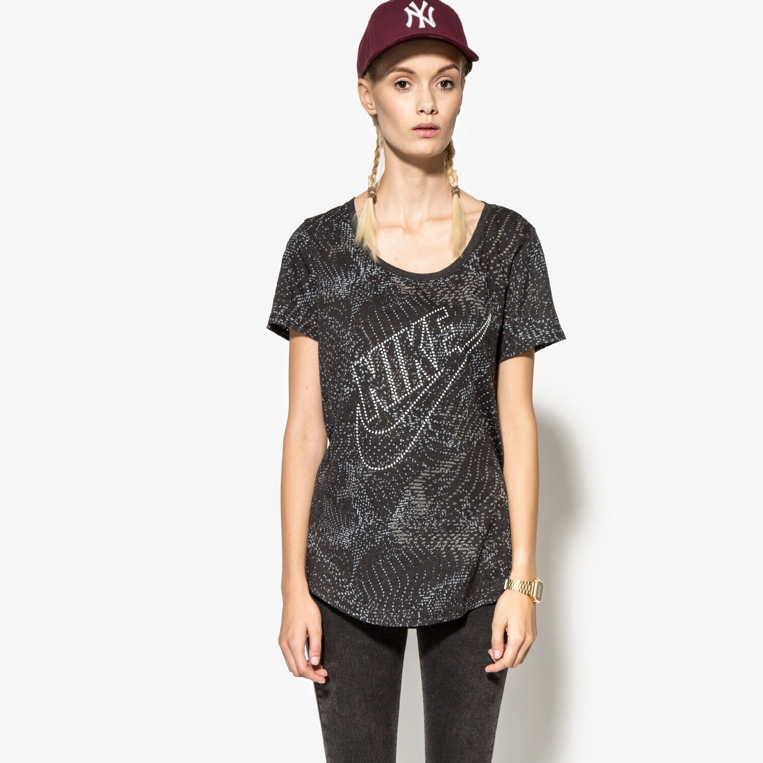Damen T-Shirt NIKE T-SHIRT TEE-BF BURNOUT GLITCH 803993010 Schwarz