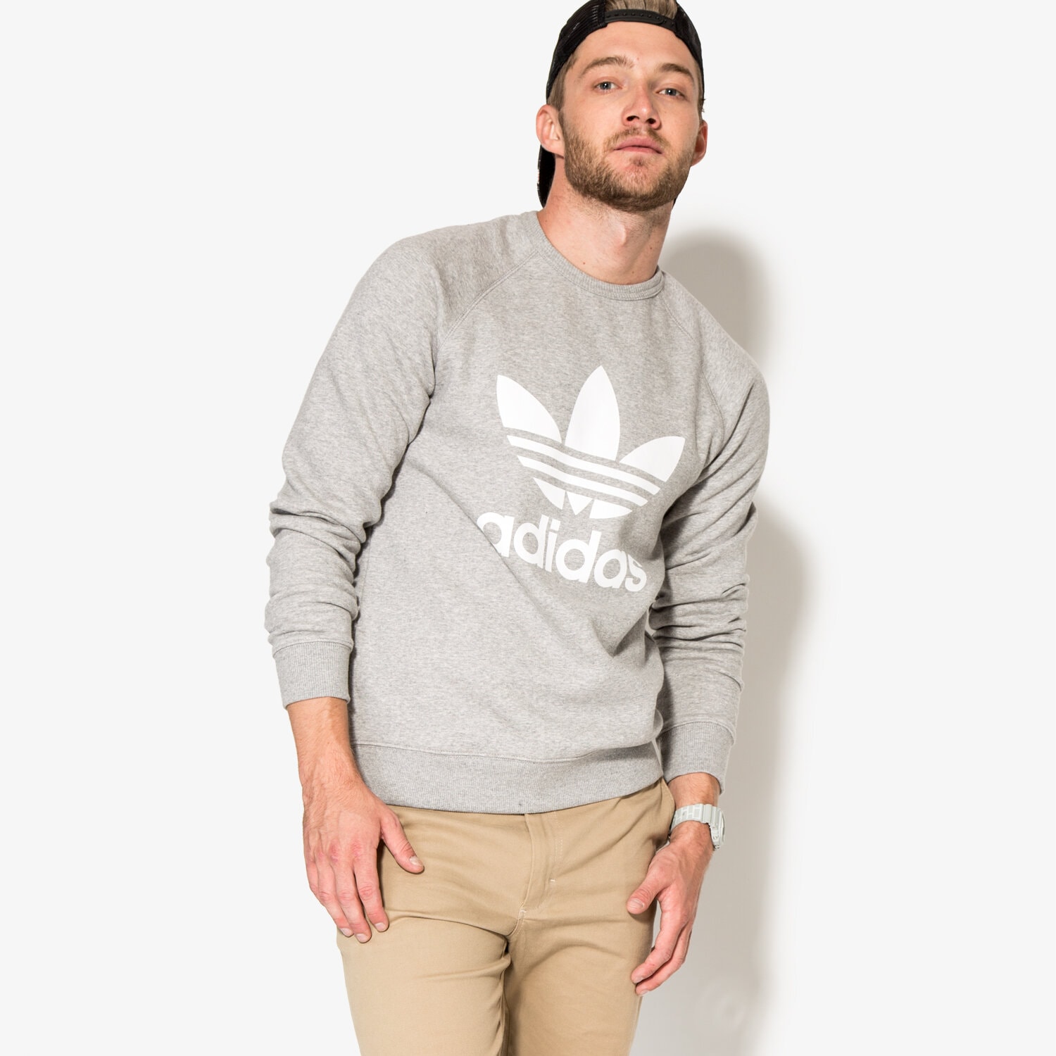 Herren ADIDAS SWEATSHIRT TREFOIL CREW AY7792 Grau