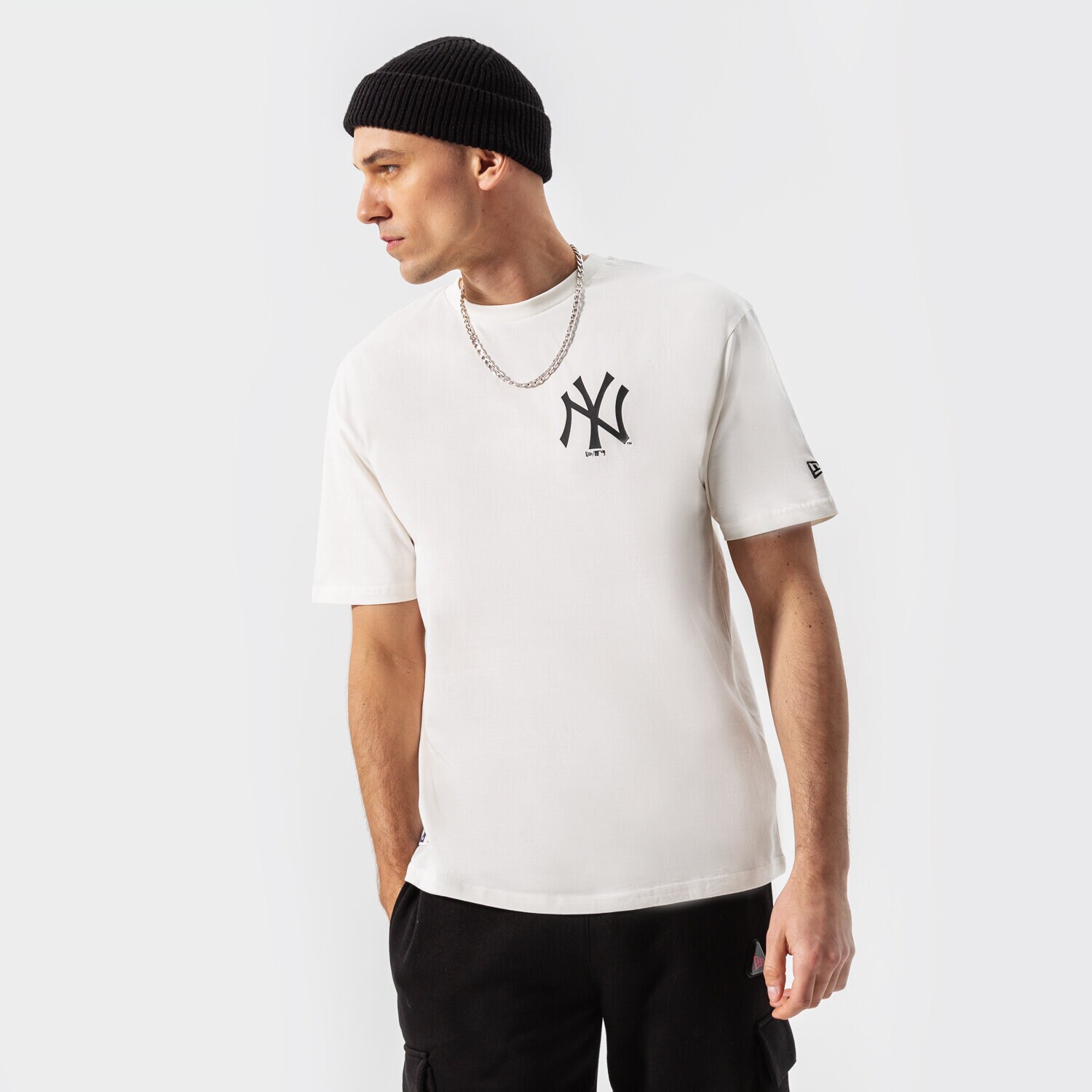 Herren T-Shirt NEW ERA T-SHIRT MLB BIG LOGO OVERSIZED TEE NYY NEW YORK YANK 12195449 Beige