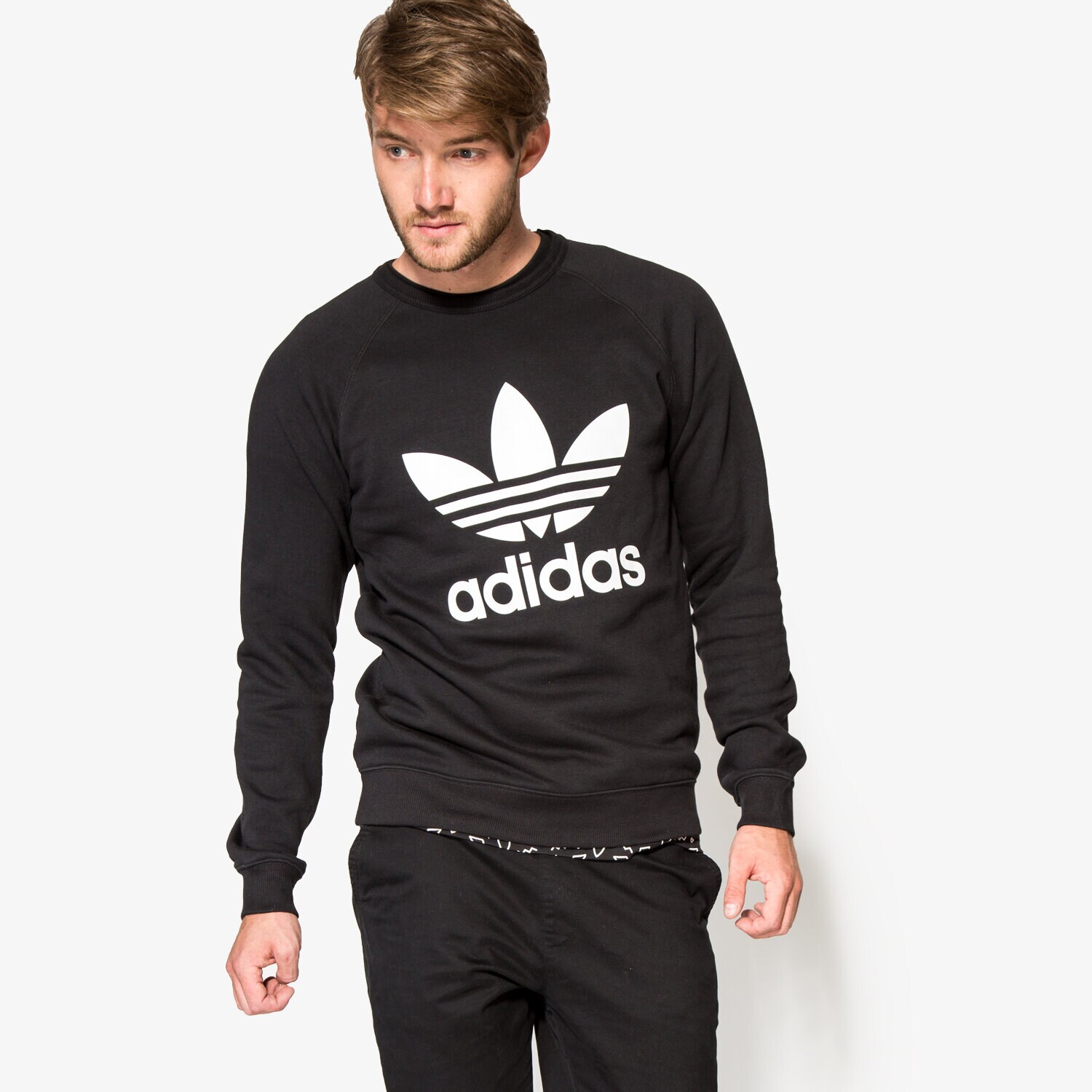 Herren ADIDAS SWEATSHIRT TREFOIL CREW AY7791 Schwarz