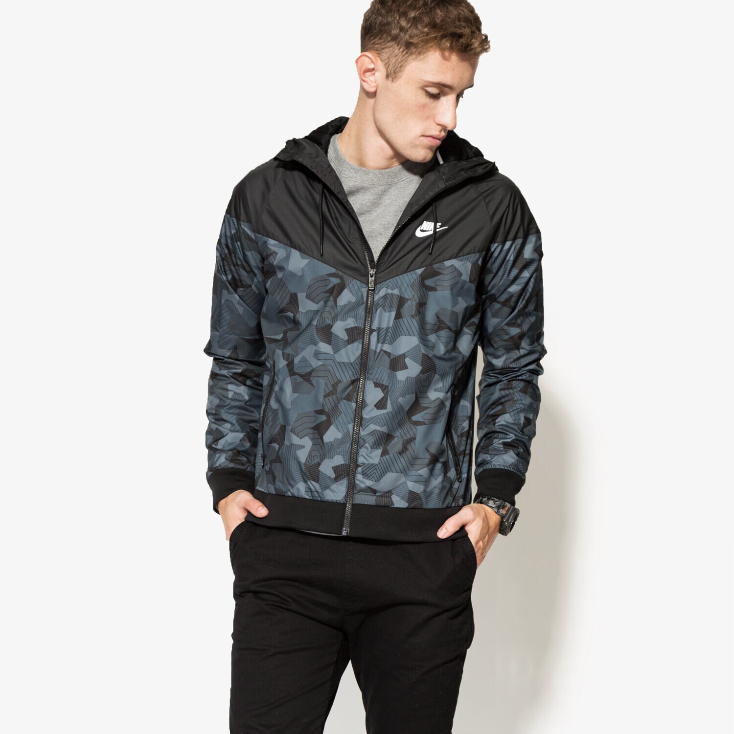 Herren Übergangsjacke NIKE JACKE M NSW WR AOP HOODIE FZ BB 823369010 Grau