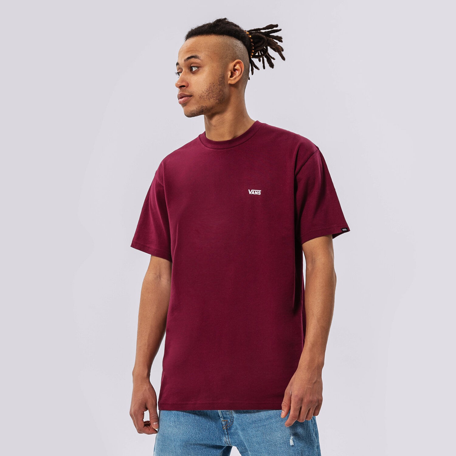 Herren T-Shirt VANS T-SHIRT MN LEFT CHEST LOGO TEE BURGUNDY VN0A3CZEBRG1 Dunkelrot