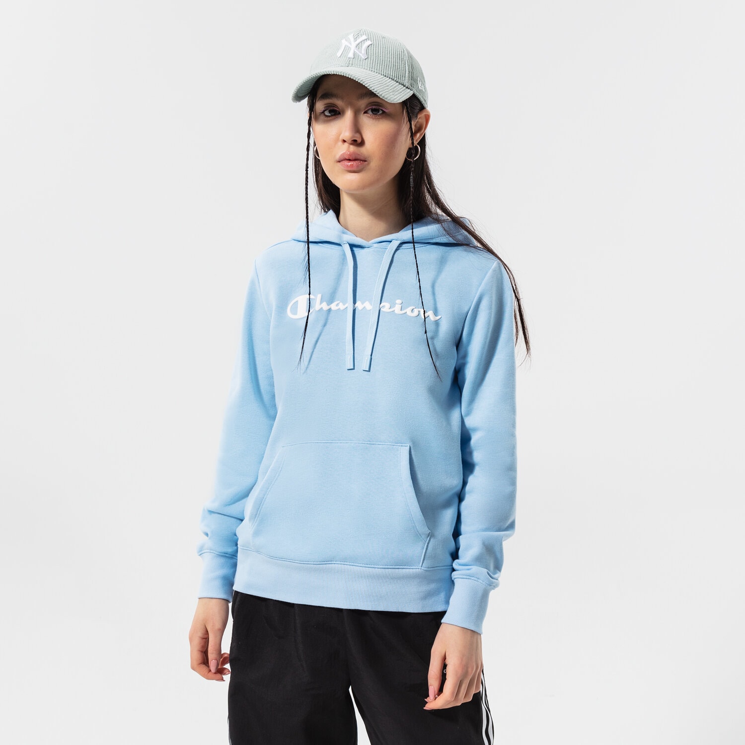 Damen CHAMPION HOODIE HOODED SWEATSHIRT 114858BS151 Blau