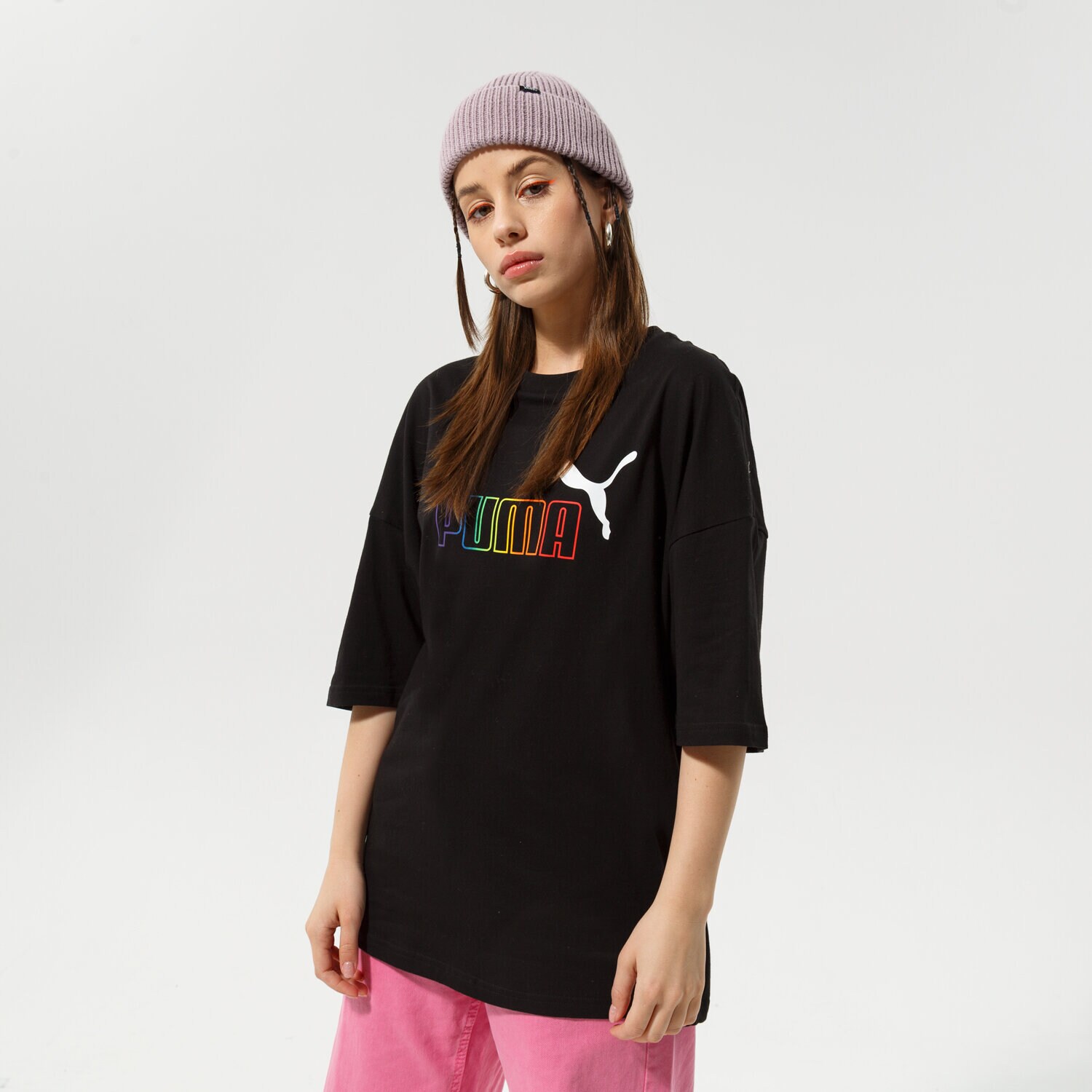 Damen T-Shirt PUMA T-SHIRT ESS+ RAINBOW TEE 848428 01 Schwarz