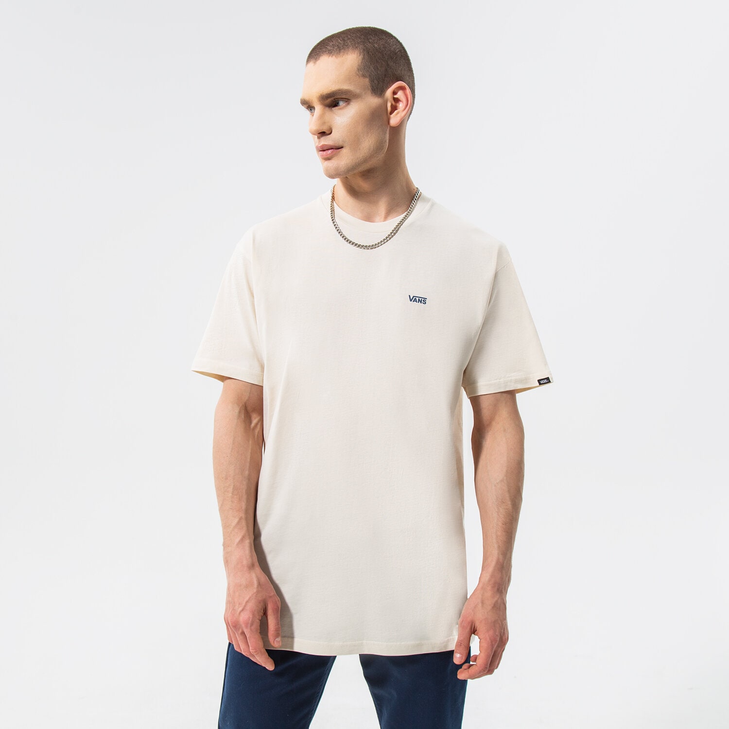 Herren T-Shirt VANS T-SHIRT MN LEFT CHEST LOGO TEE ANTIQUE WHITE VN0A3CZE3KS1 Beige