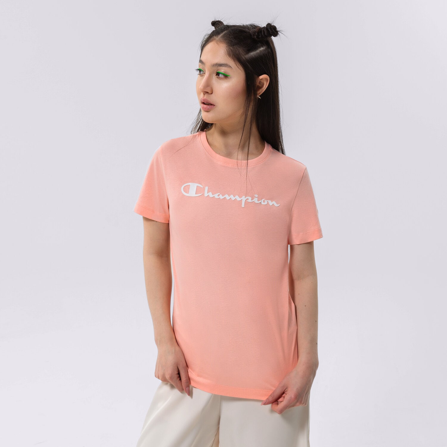Damen T-Shirt CHAMPION T-SHIRT SCRIPT LOGO T-SHIRT 114911PS012 Rosa