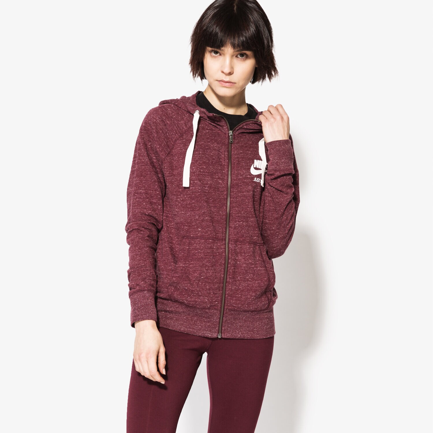 Damen NIKE SWEATSHIRT GYM VNTG HOODIE FZ 726057681 Dunkelrot
