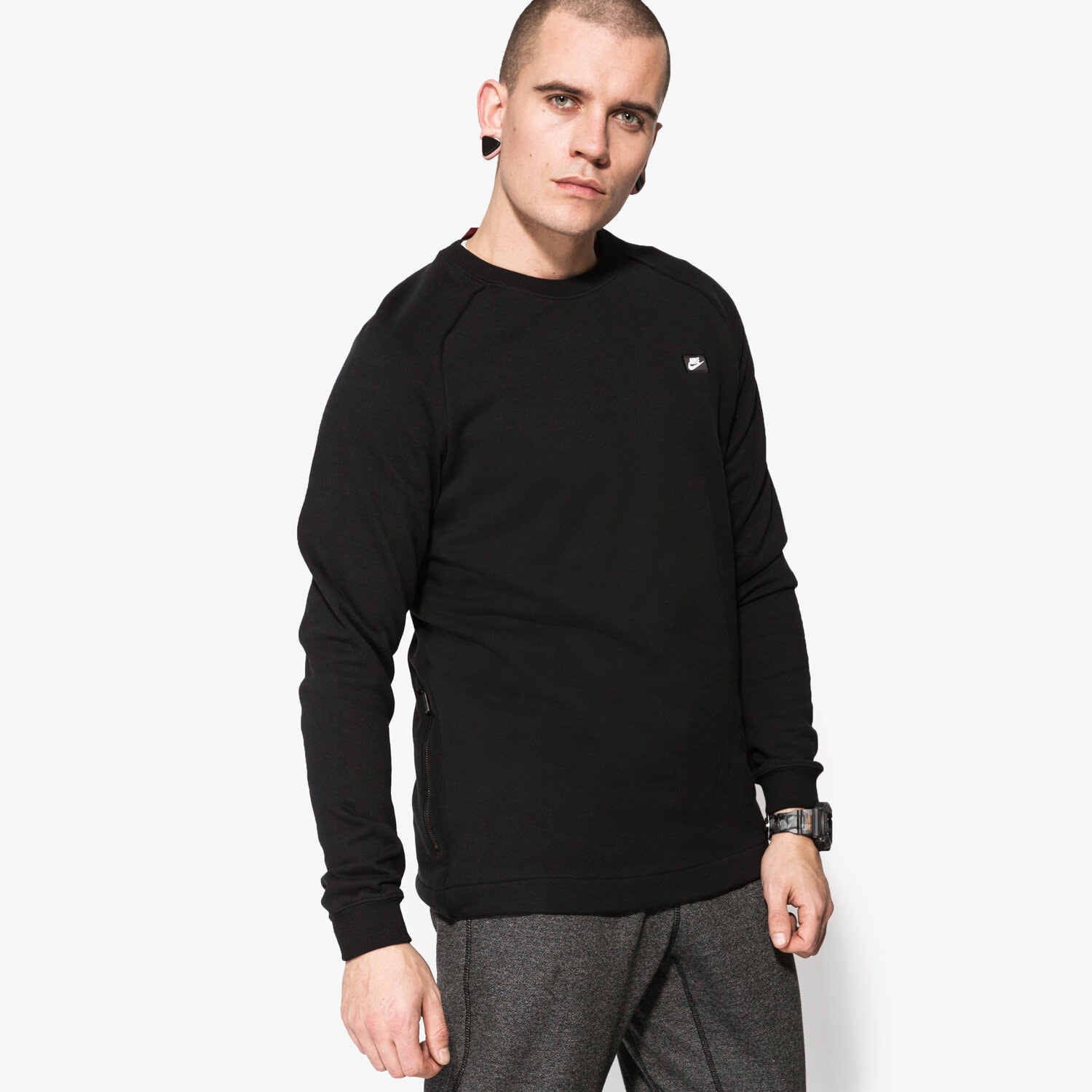 Herren NIKE SWEATSHIRT M NSW MODERN CRW FT 805126-010 Schwarz