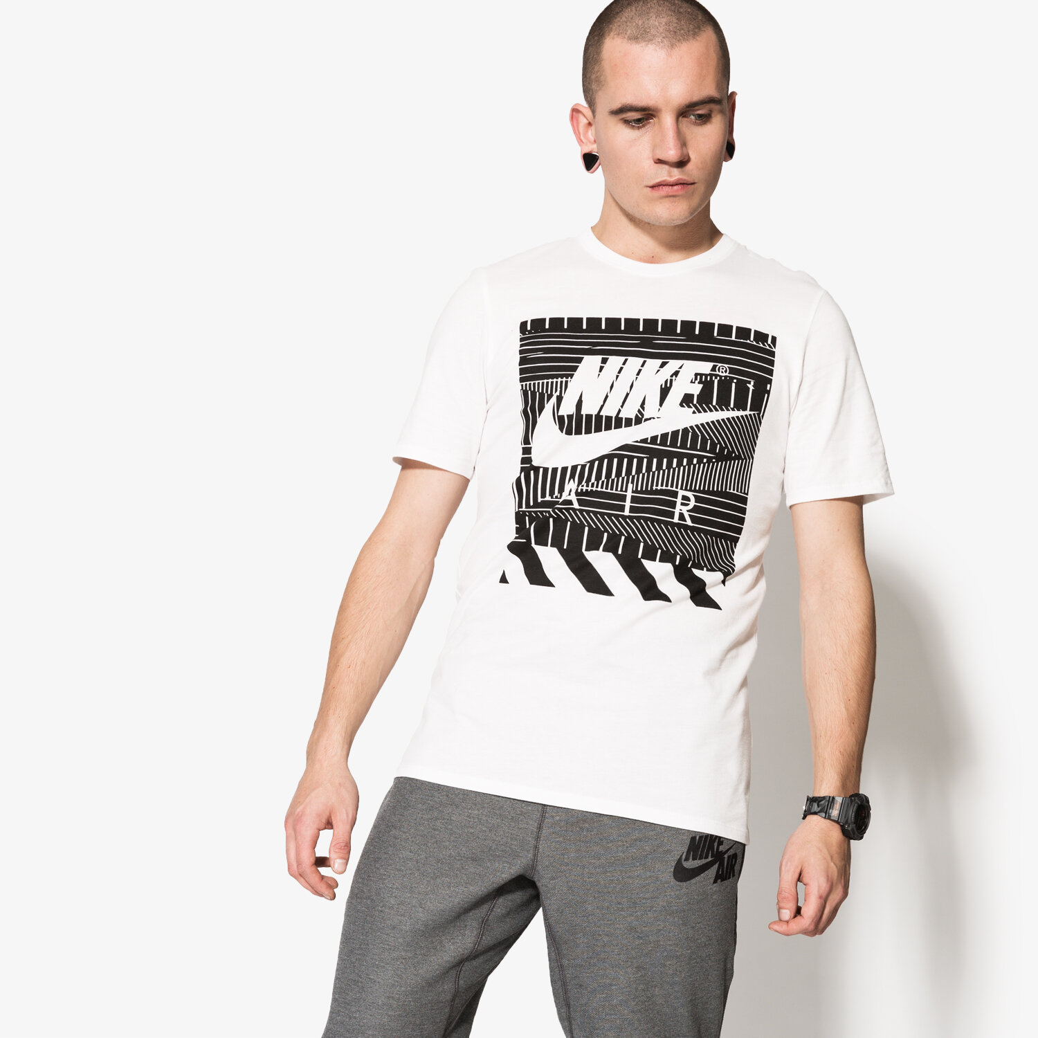 Herren T-Shirt NIKE T-SHIRT AIR STRETCHER PRNT 843388100 Weiß