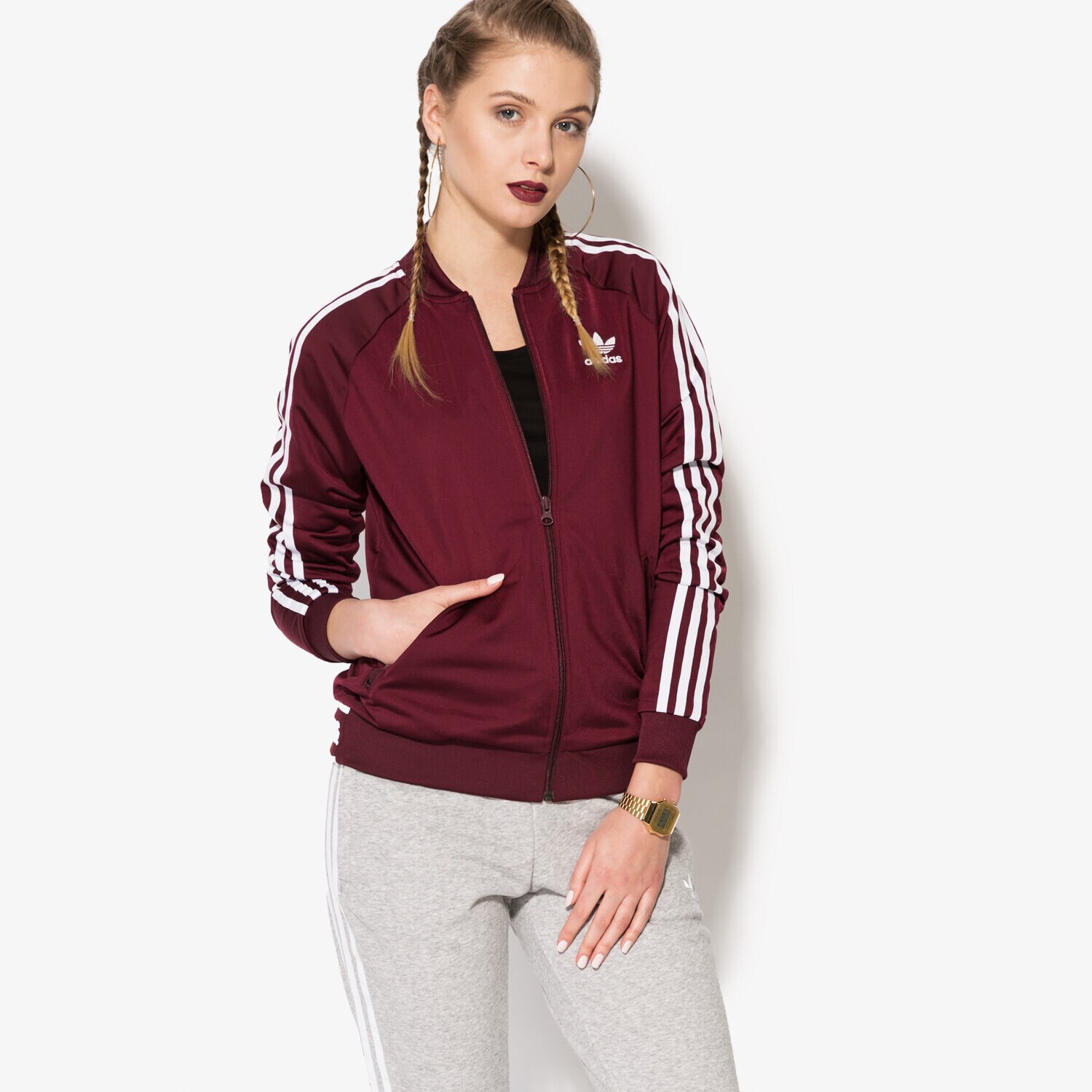 Damen ADIDAS SWEATSHIRT SST TT AY8941 Dunkelrot