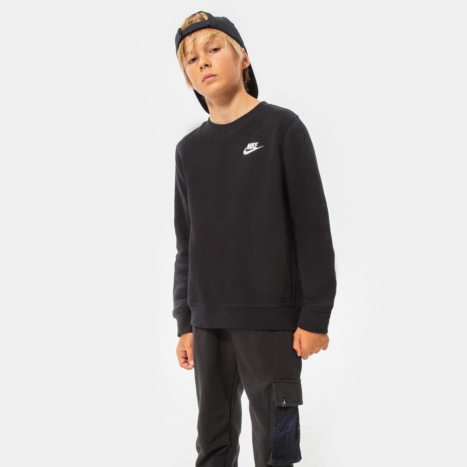 Kinder NIKE SWEATSHIRT B NSW CLUB CREW BB BOY DV1234-010 Schwarz