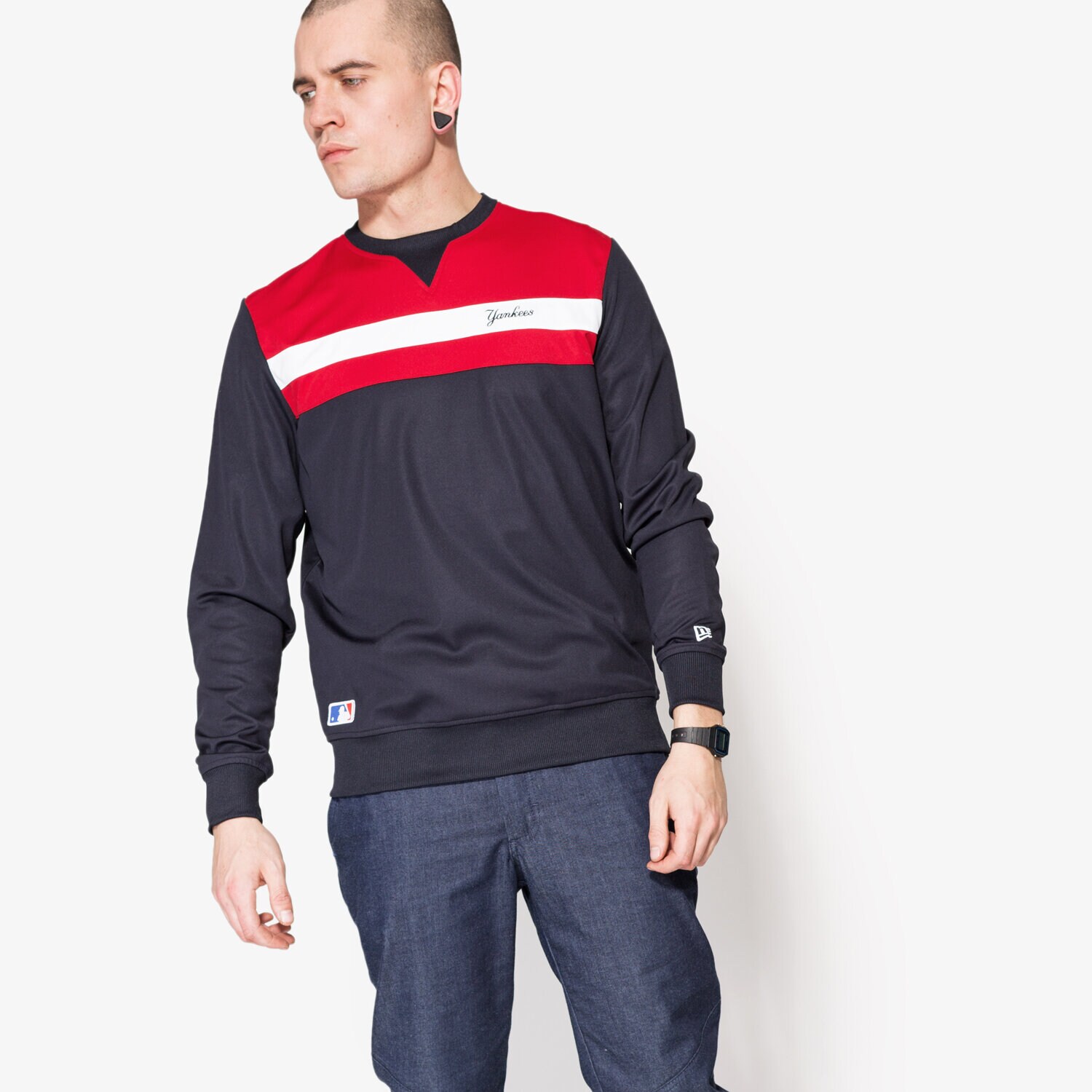 Herren NEW ERA SWEATSHIRT BORDER EDGE CREW NECK NY YANKEES NVY 11372573 Dunkelblau