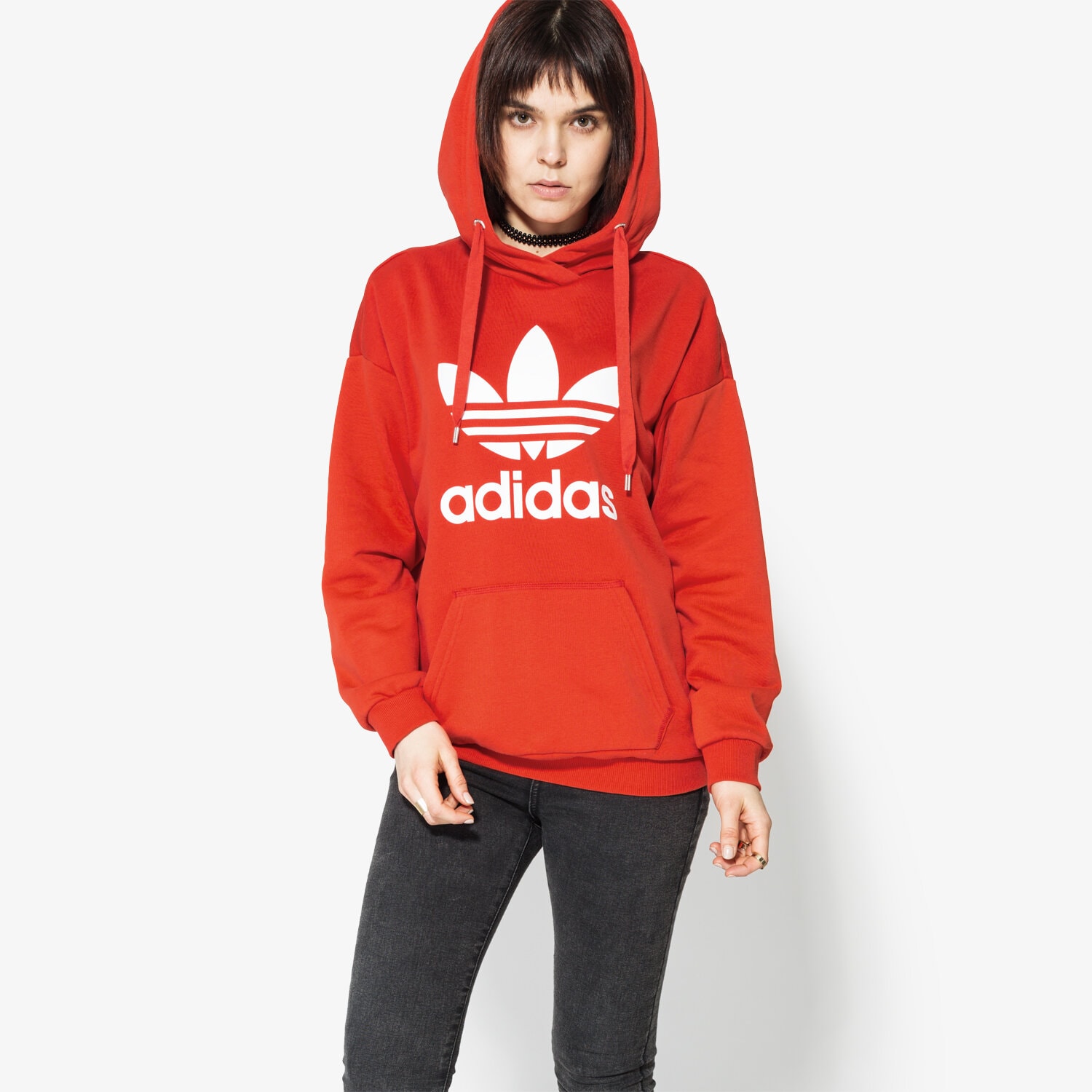 Damen ADIDAS SWEATSHIRT TREFOIL HOODIE BK7139 Rot