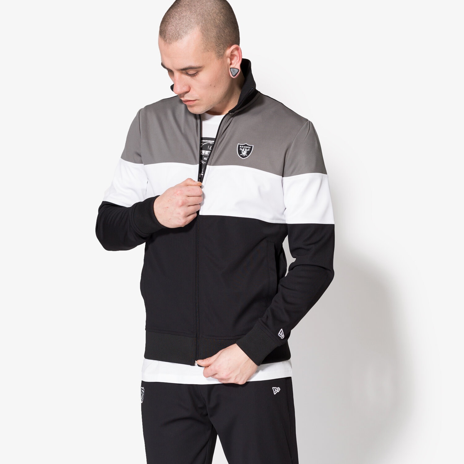 Herren NEW ERA SWEATSHIRT BORDER EDGE JKT OAK RAIDERS BLK 11372564 Schwarz