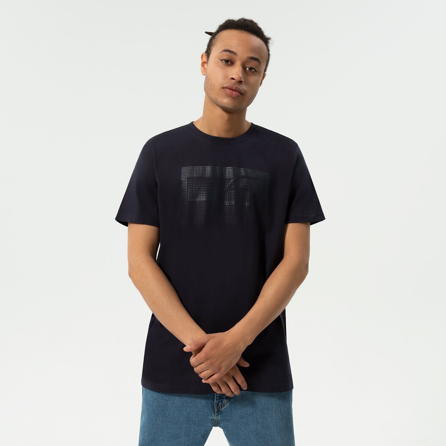 Herren T-Shirt CONFRONT T-SHIRT CONTRAST PRINT CF122TSM71002 Schwarz