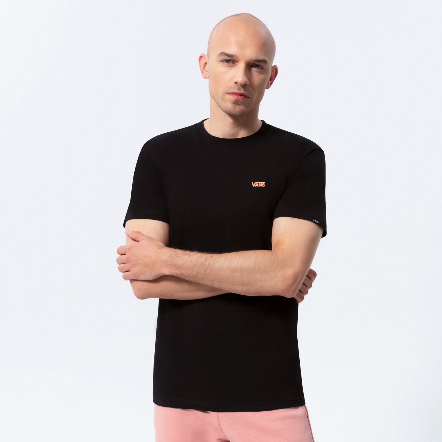 Herren T-Shirt VANS T-SHIRT MN LEFT CHEST LOGO TEE BLACK/MELON VN0A3CZEZ101 Schwarz