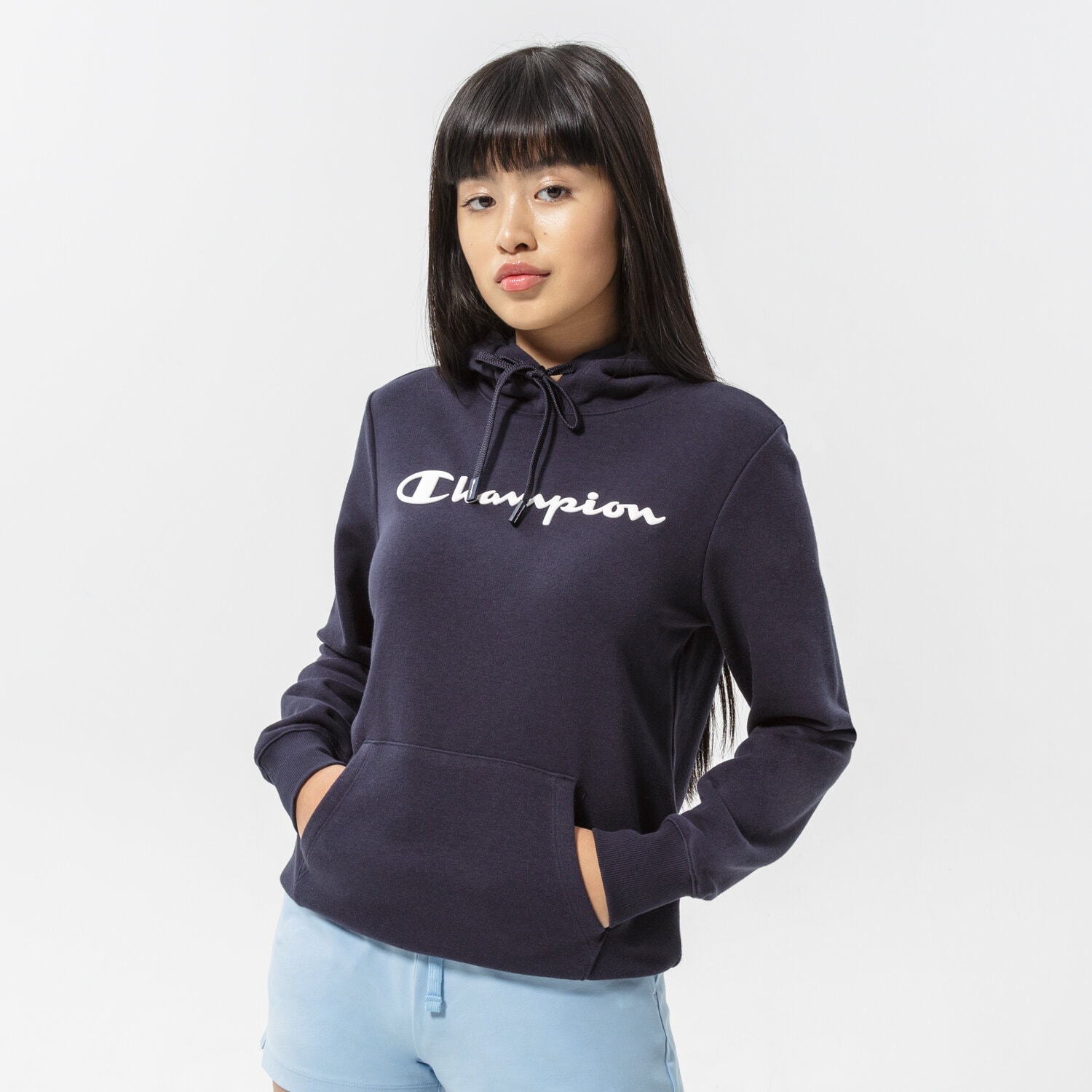 Damen CHAMPION HOODIE HOODED SWEATSHIRT 114858BS501 Dunkelblau