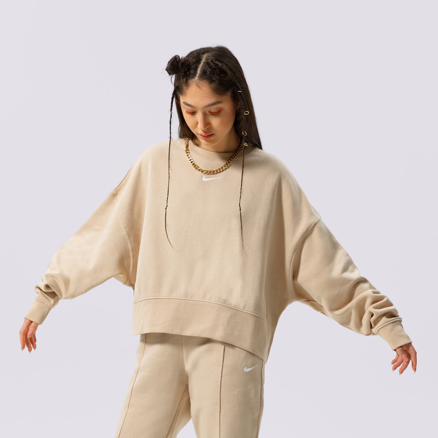 Damen NIKE SWEATSHIRT W NSW ESSNTL CLCTN FLC OS CRW DJ7665-126 Beige