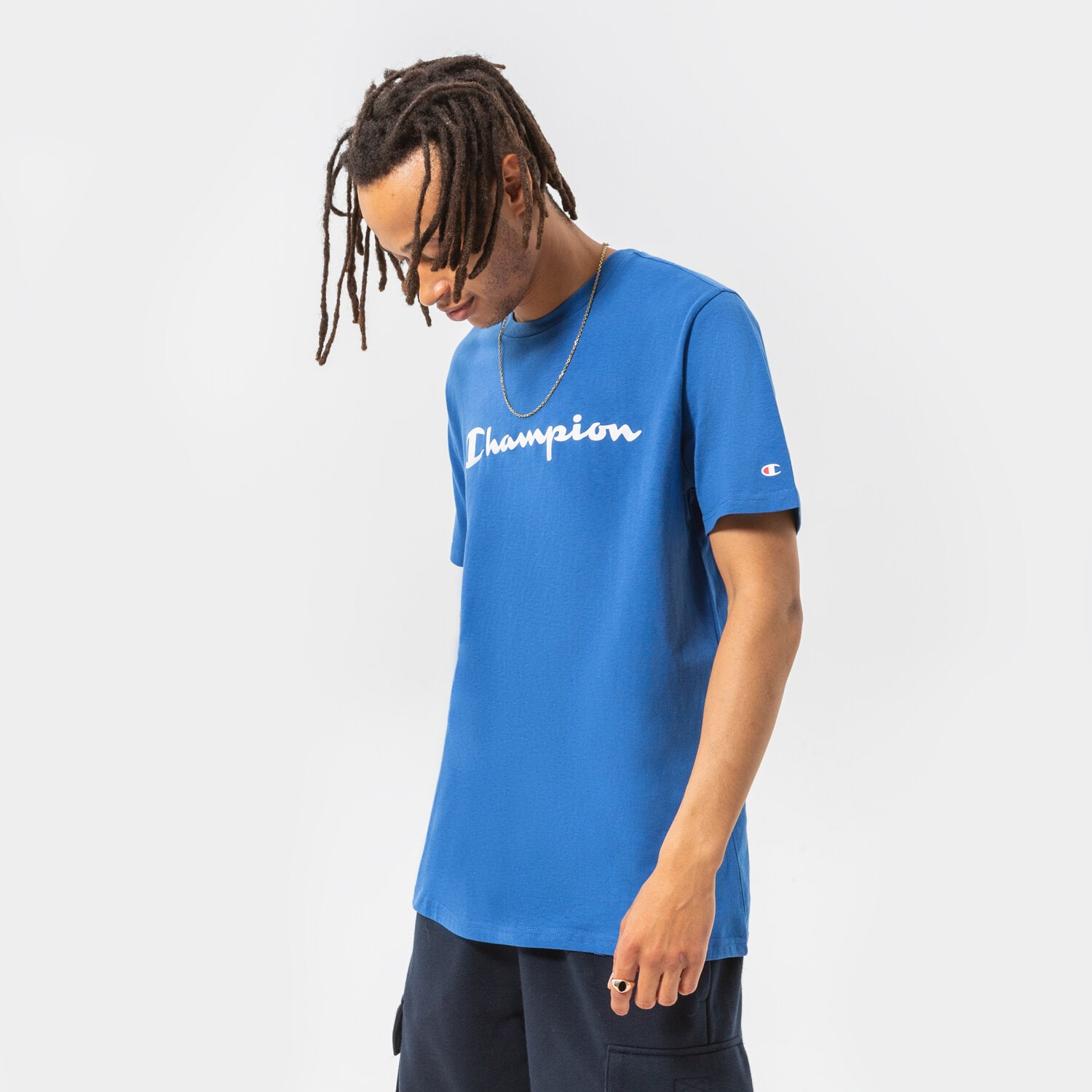 Herren T-Shirt CHAMPION T-SHIRT CREWNECK TEE 216957BS007 Blau