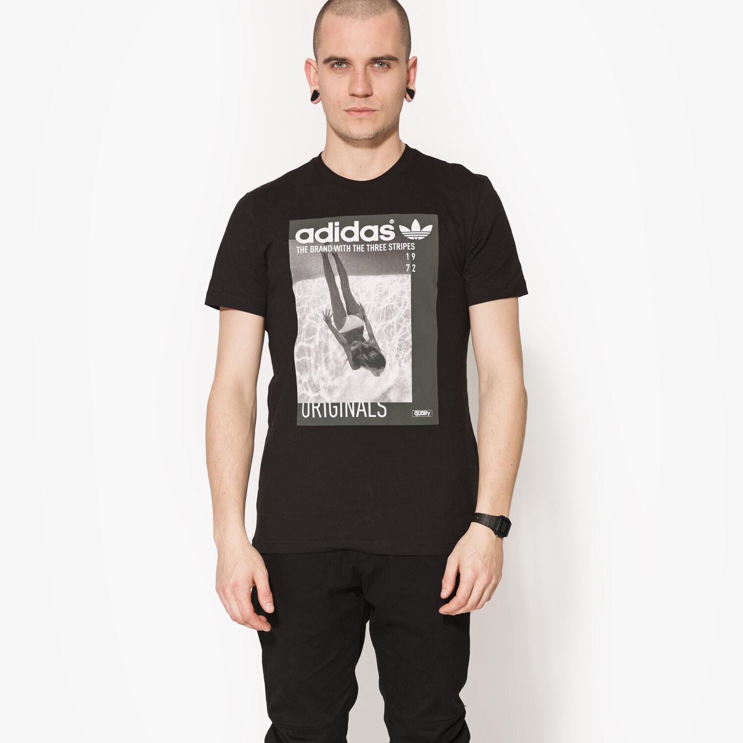 Herren T-Shirt ADIDAS T-SHIRT SS GRAPHIC GIRL BQ3037 Schwarz