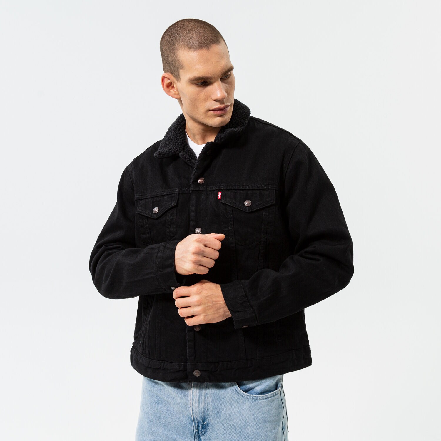 Herren Übergangsjacke LEVI'S JACKE TYPE 3 SHERPA TRUCKER 16365-0100 Schwarz