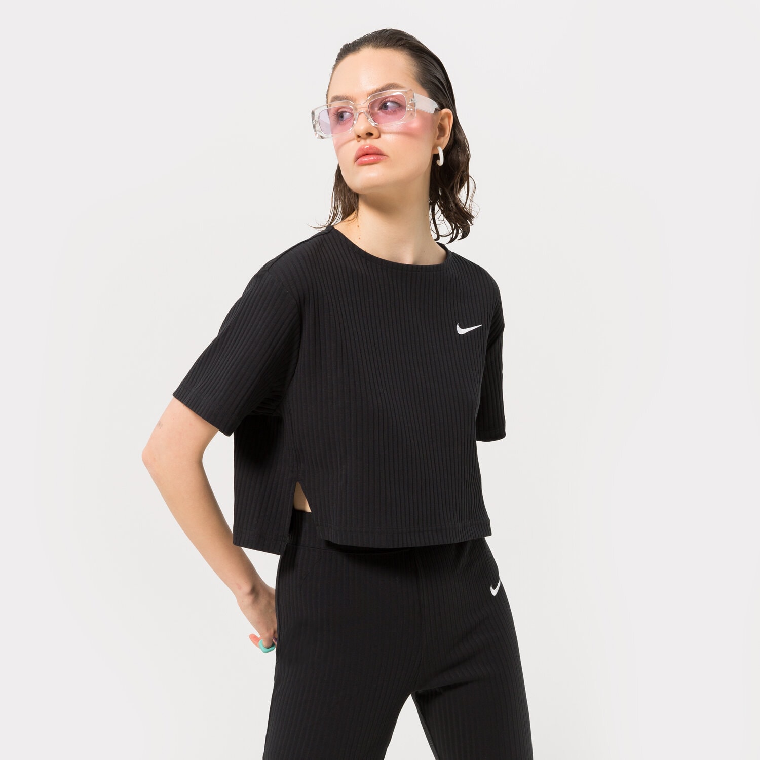 Damen T-Shirt NIKE T-SHIRT W NSW RIB JRSY SS TOP DV7870-010 Schwarz
