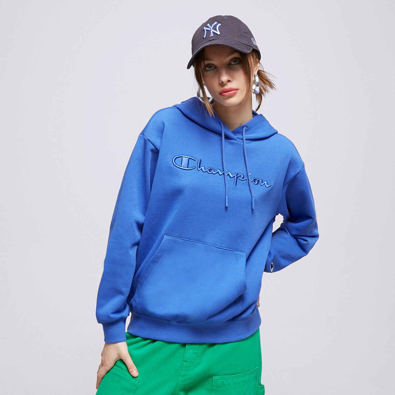 Damen CHAMPION HOODIE HOODED SWEATSHIRT 116046BS071 Blau