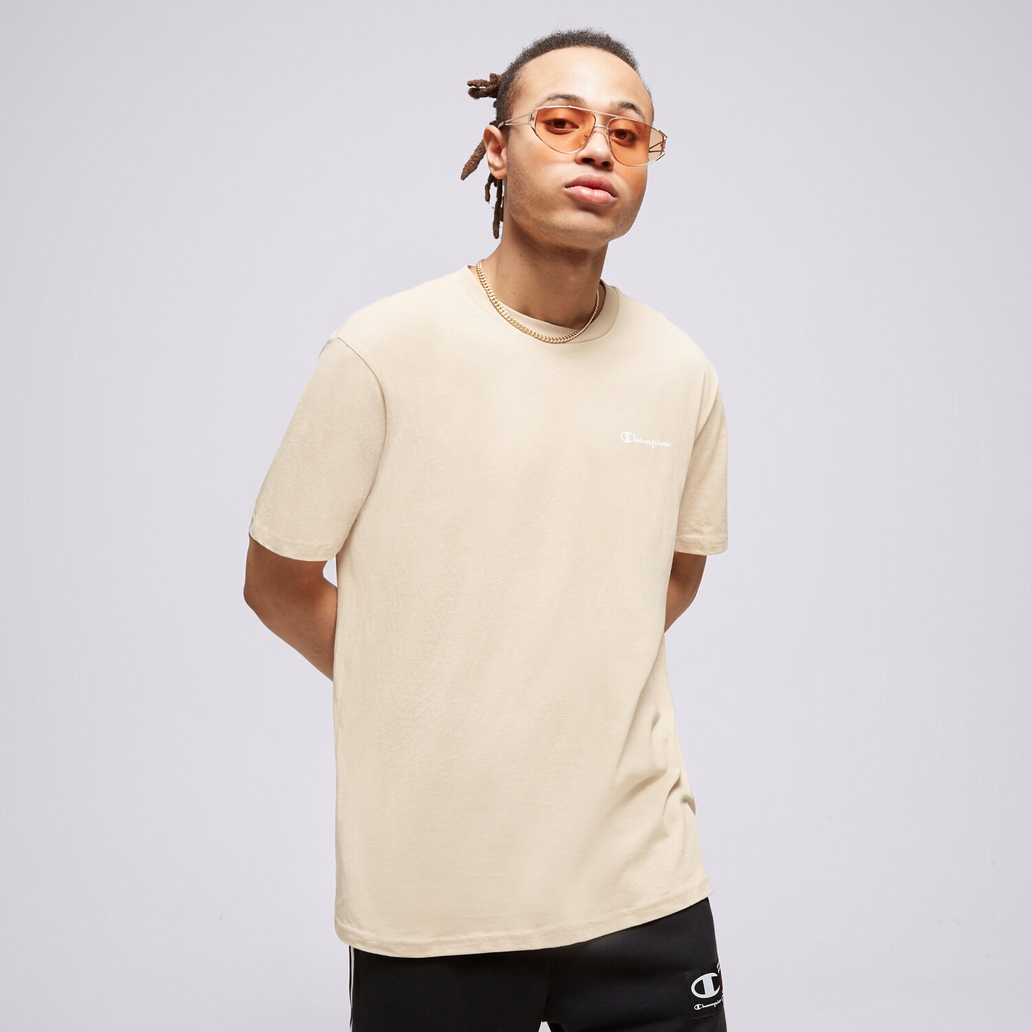 CHAMPION T SHIRT CREWNECK T SHIRT Beige 218281MS073 Sizeer