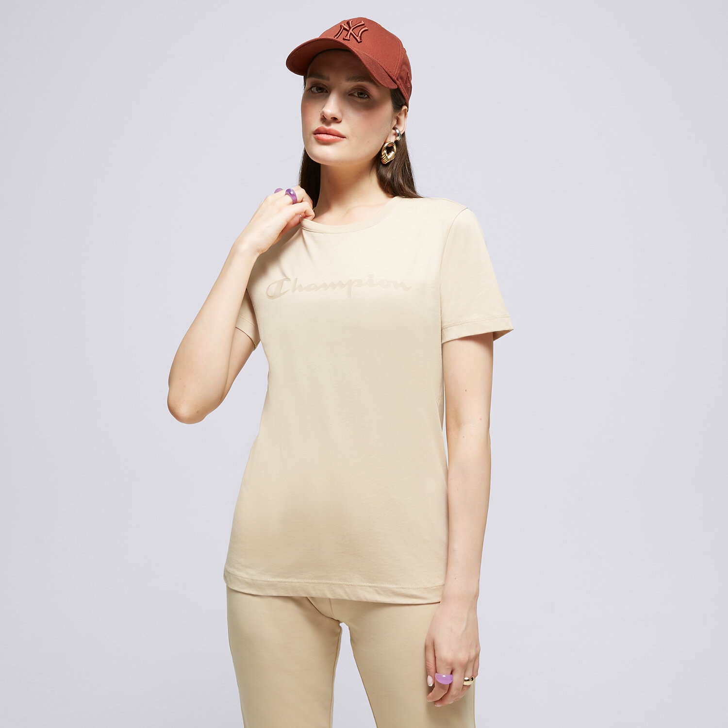 Damen T-Shirt CHAMPION T-SHIRT CREWNECK T-SHIRT 116935MS073 Beige