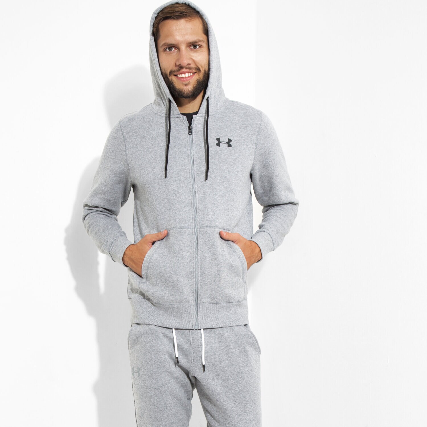 Herren UNDER ARMOUR SWEATSHIRT STORM RIVAL COTTON FU 1280781025 Grau