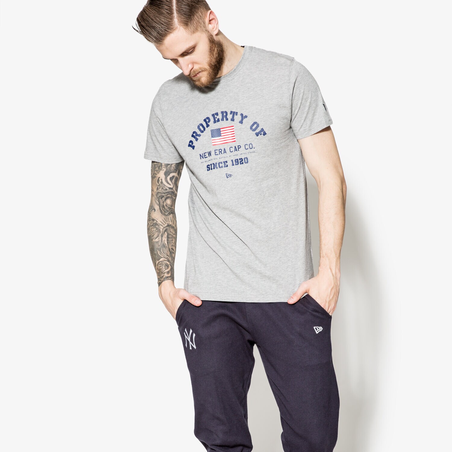 Herren T-Shirt NEW ERA T-SHIRT USA ARCH LGH 11450948 Grau