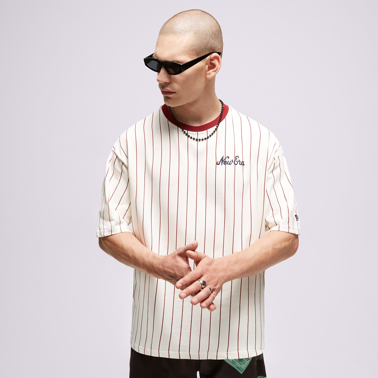 Herren T-Shirt NEW ERA T-SHIRT NE PINSTRIPE OS NONE 60416429 Weiß