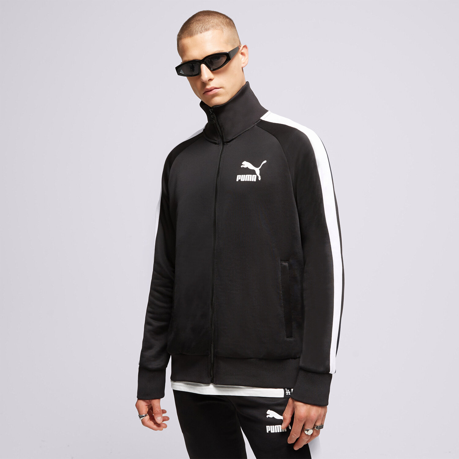 Herren PUMA SWEATSHIRT MIT REIßVERSCHLUSS ICONIC T7 TRACK 53009401 Schwarz