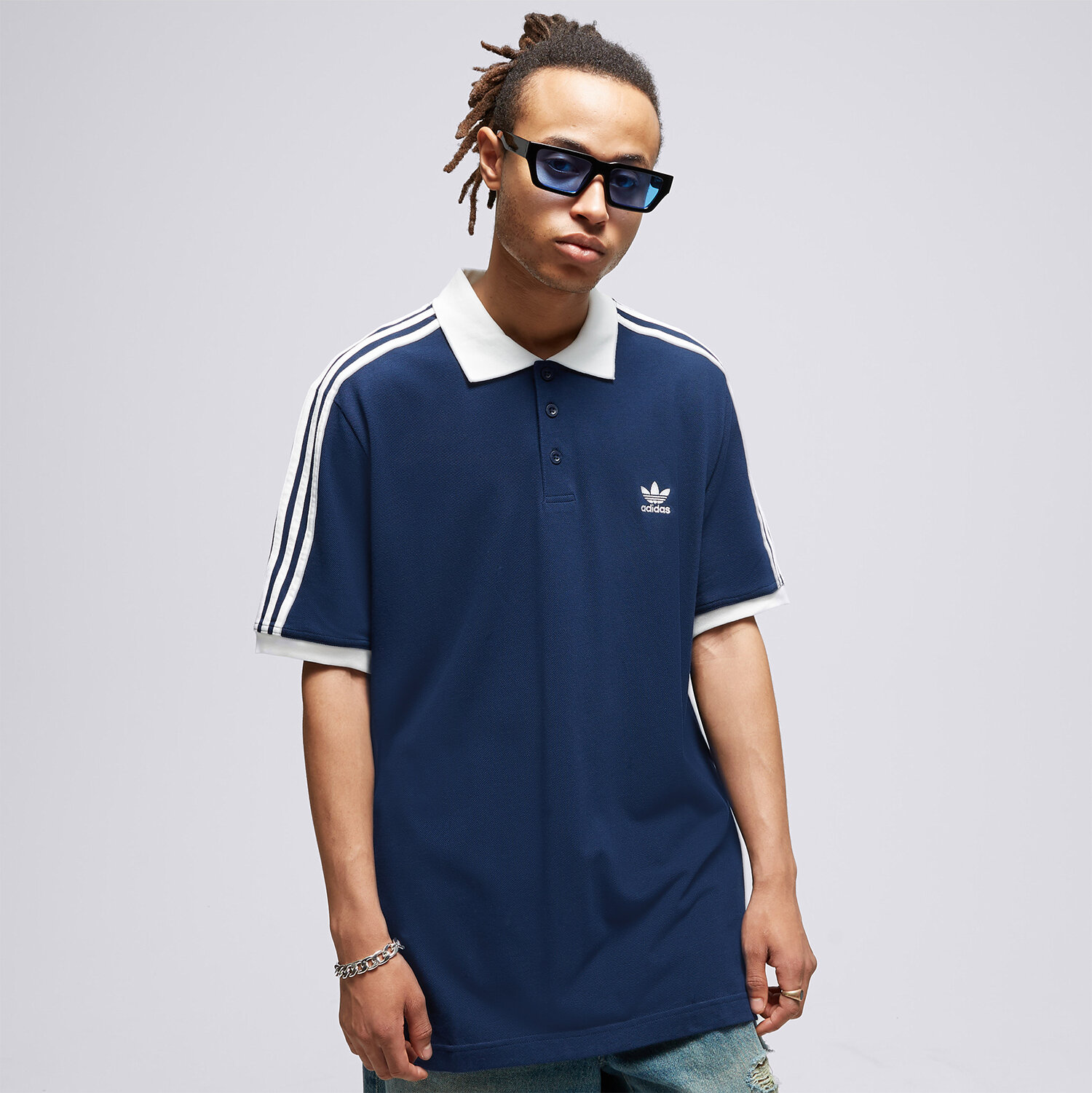 Adidas navy blue polo t shirt top
