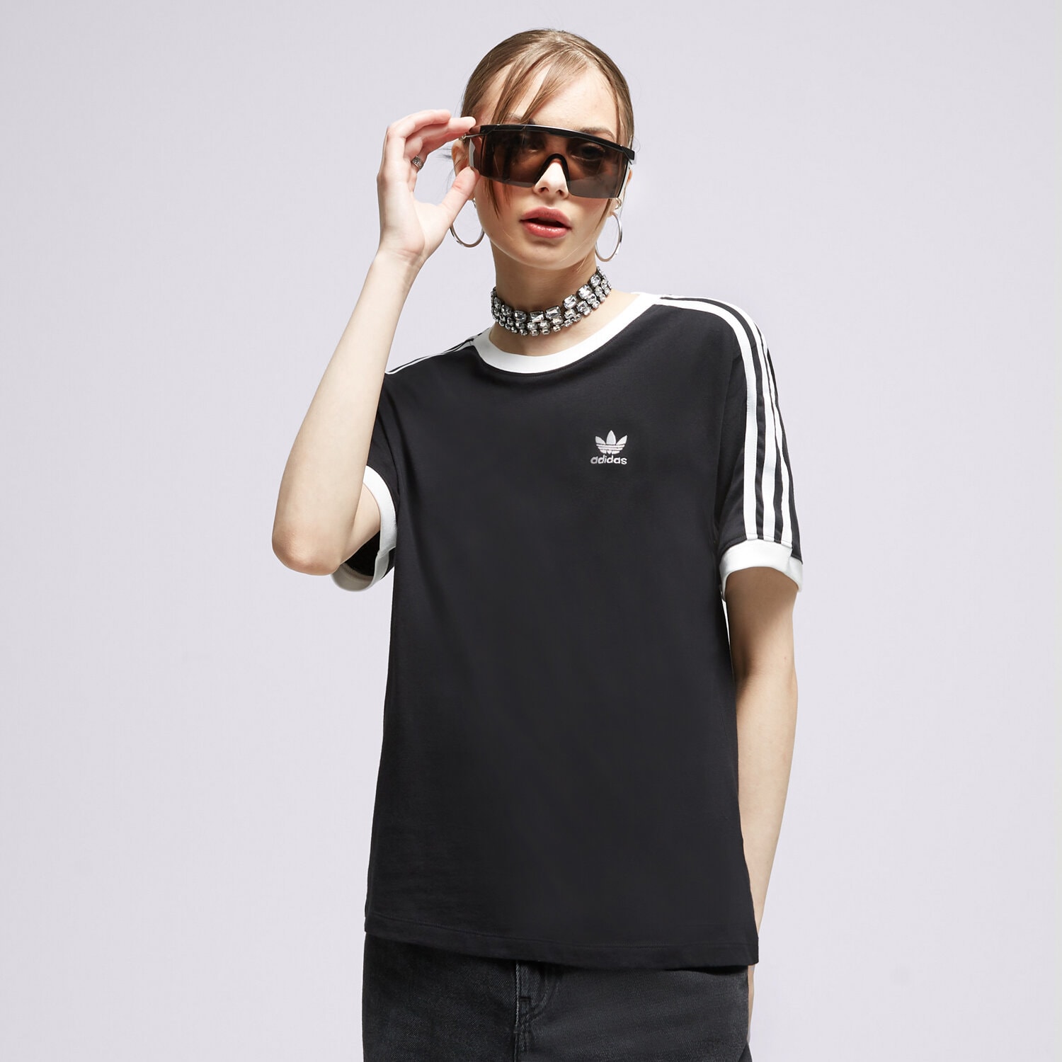 Damen T-Shirt ADIDAS T-SHIRT 3 STRIPES TEE IK4049 Schwarz