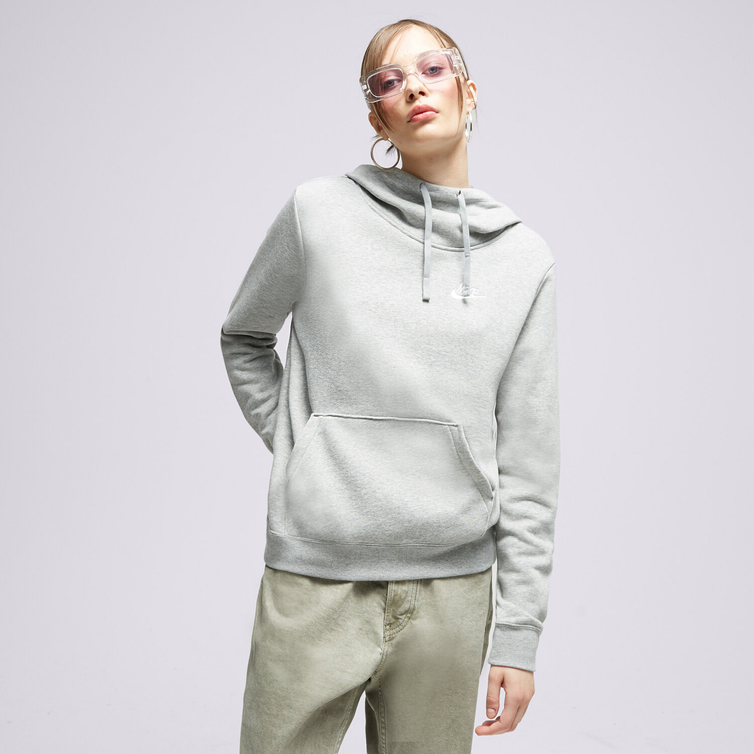 Damen NIKE HOODIE W NSW CLUB FLC DQ5415-063 Grau