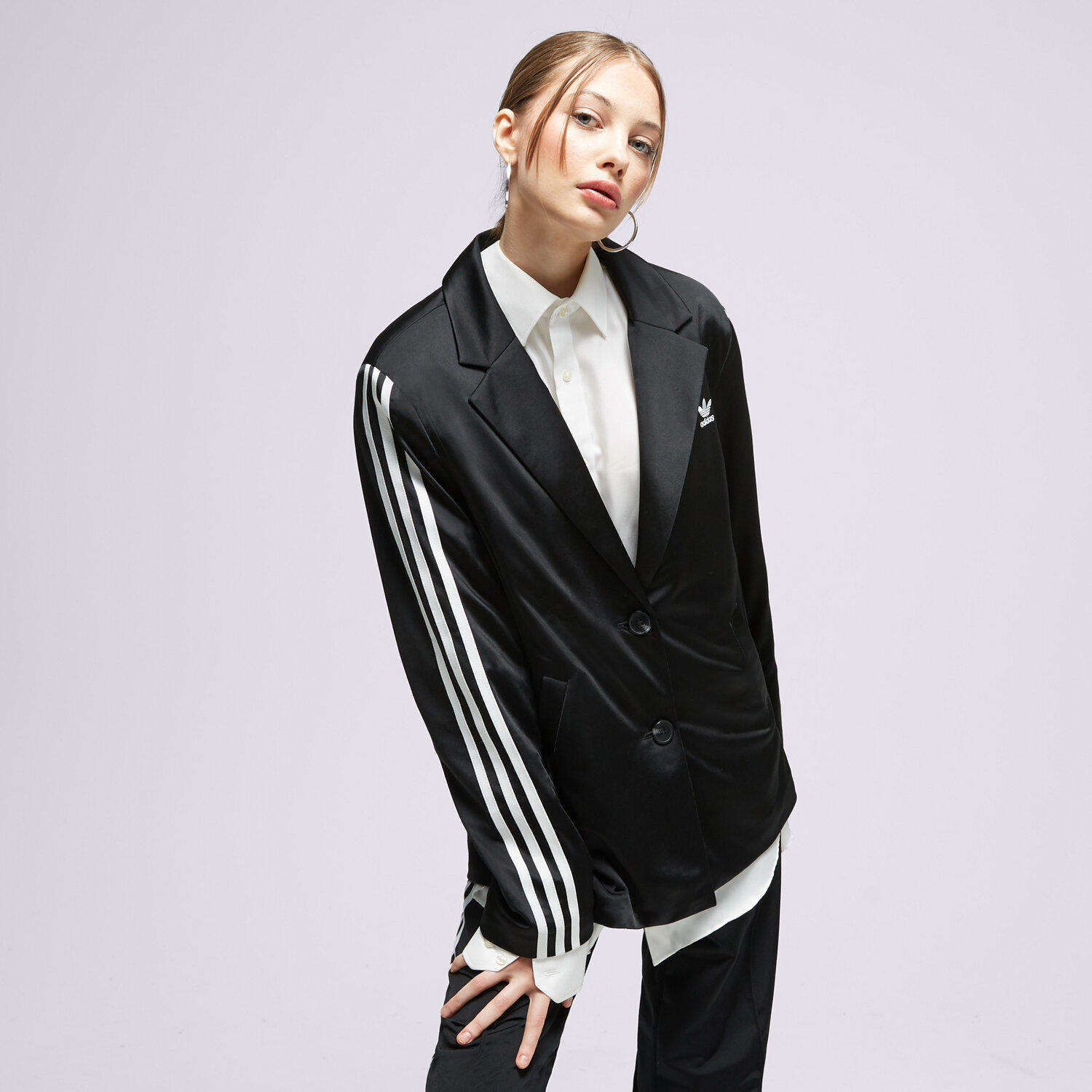 Damen ADIDAS SWEATSHIRT MIT REIßVERSCHLUSS 3S BLAZER IK0440 Schwarz