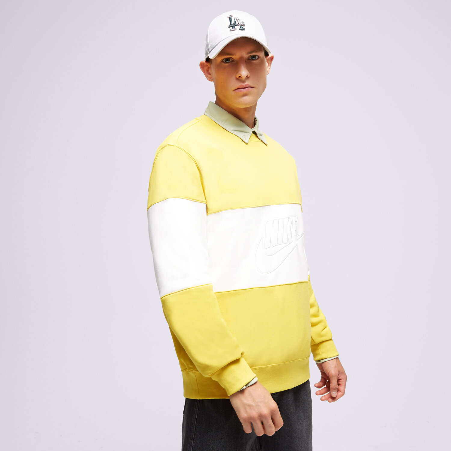 Herren NIKE SWEATSHIRT M NK CLUB+ FT CREW CB FB7848-709 Gelb