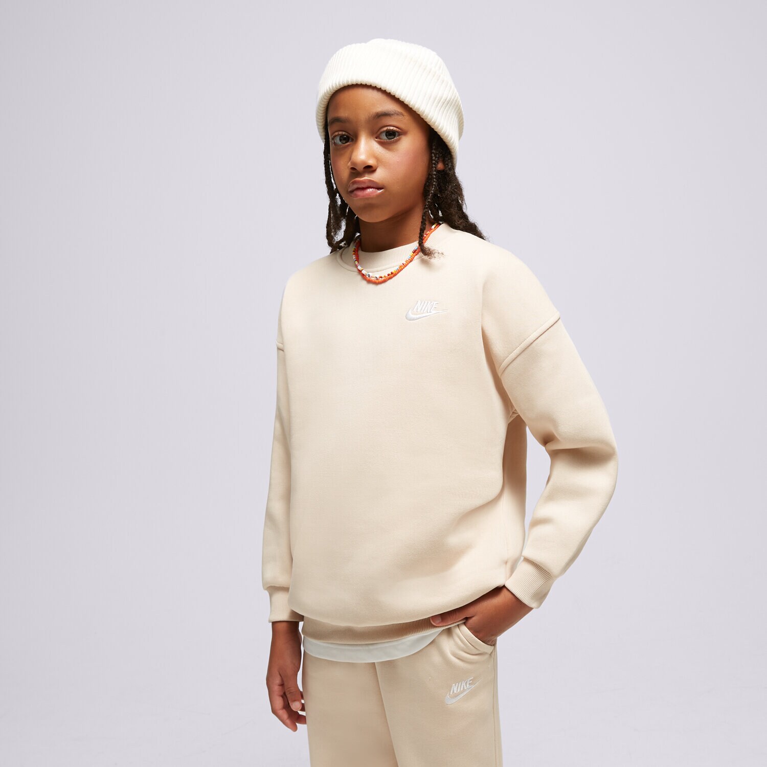 Kinder NIKE SWEATSHIRT G NSW CLUB FLC OVRSZD CREW G FD2923-126 Beige