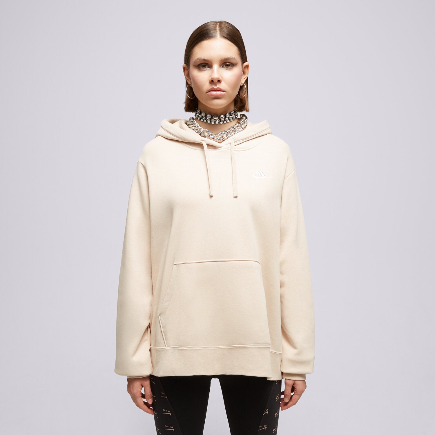 Damen NIKE HOODIE W NSW CLUB FLC SIZE+ DV5092-126 Beige