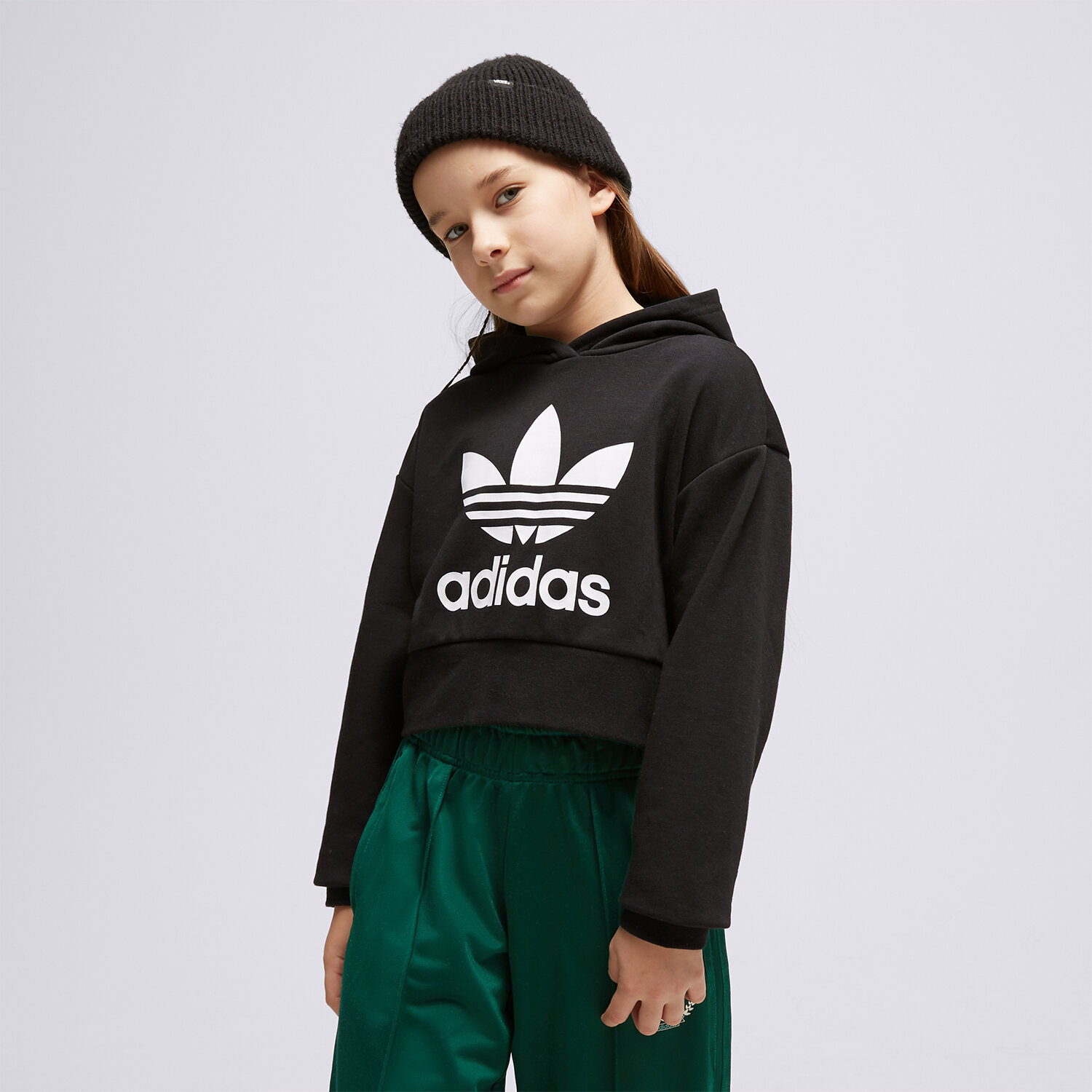 ADIDAS HOODIE CROPPED GIRL Schwarz IJ9719 Sizeer