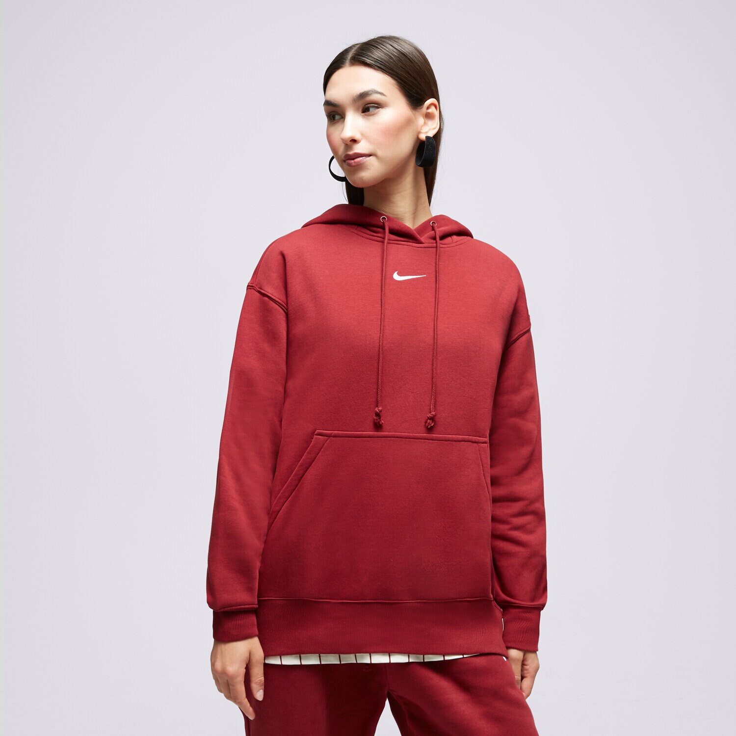 Damen NIKE SWEATSHIRT W NSW PHNX FLC OS PO HOODIE DQ5860-677 Dunkelrot