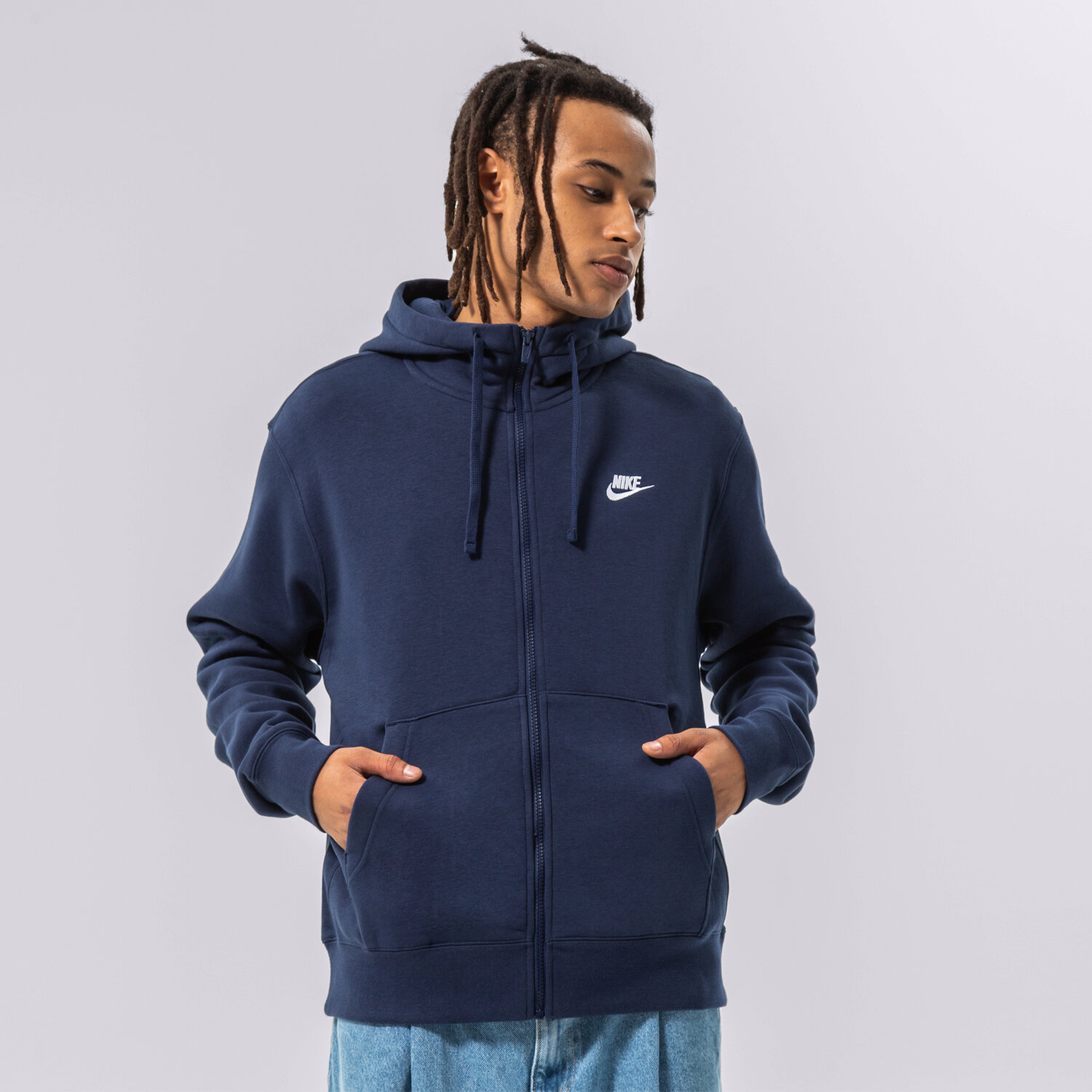 Herren NIKE SWEATSHIRT MIT REIßVERSCHLUSS   SPORTSWEAR CLUB FLEECE BV2645-410 Dunkelblau