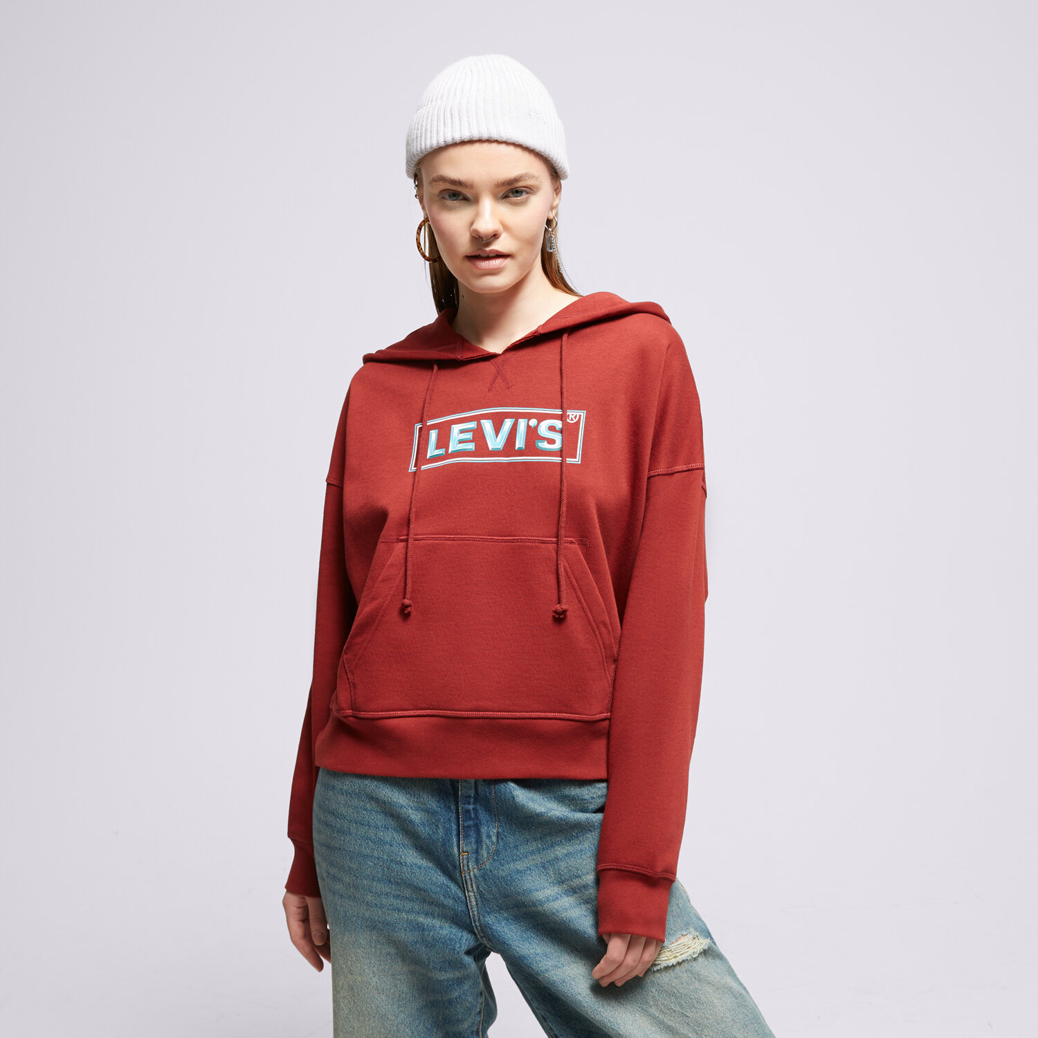 Damen LEVI'S HOODIE GR AUTHENTIC A5591-0007 Dunkelrot