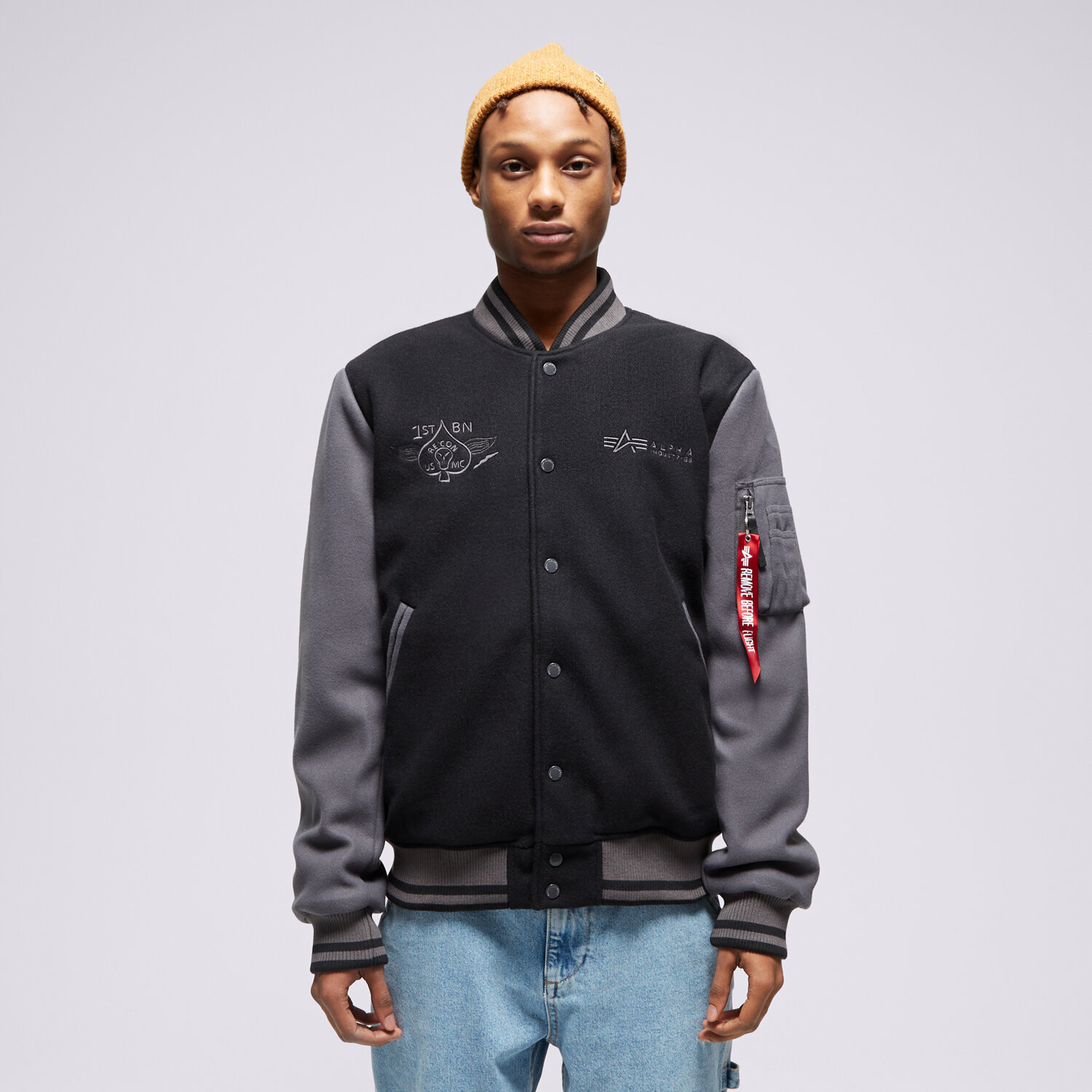 Herren Winterjacke ALPHA INDUSTRIES JACKE VARSITY AIR FORCE 1381073 Schwarz