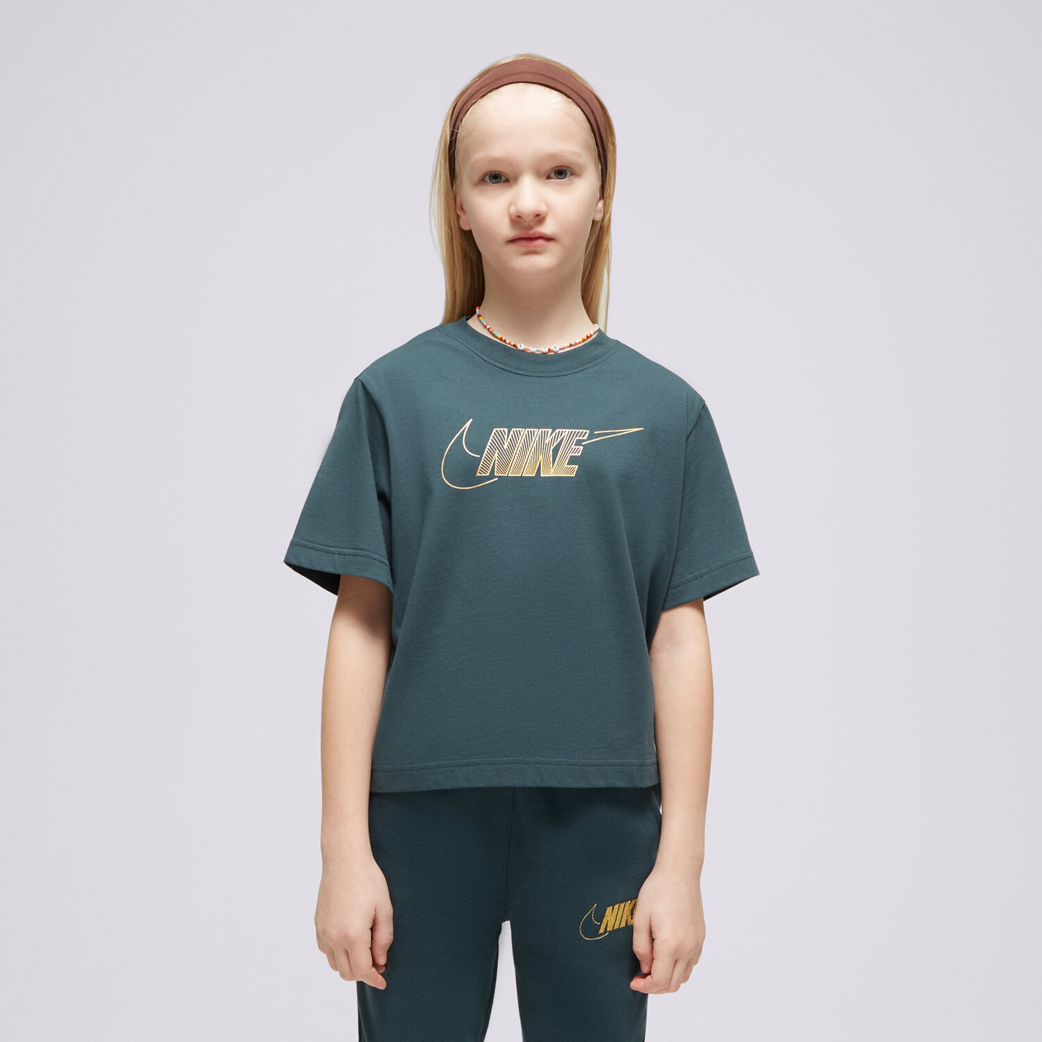Kinder T-Shirt NIKE T SHIRT G NSW TEE BOXY METALLIC HBR GIRL FJ6785-328 Grün
