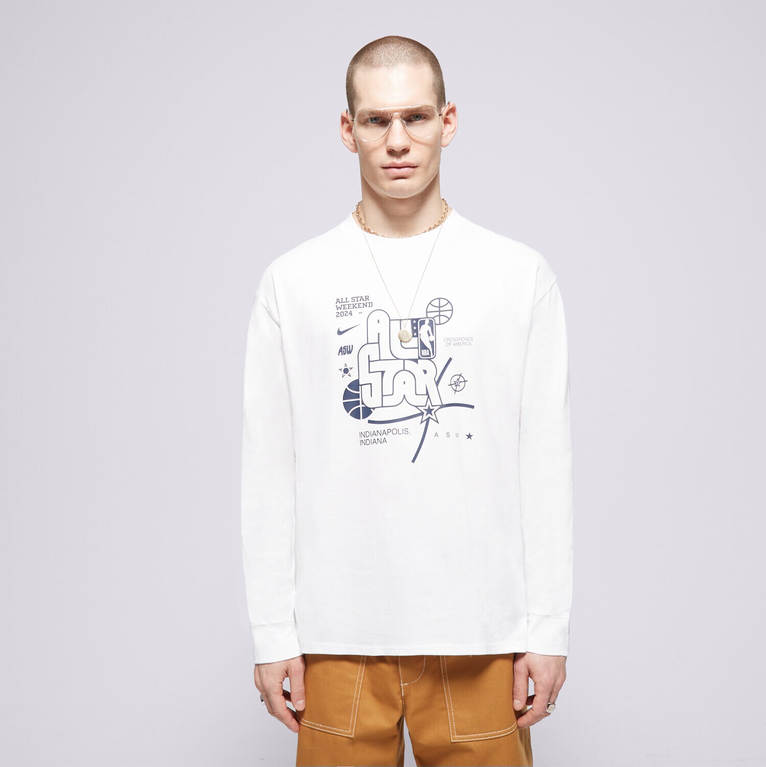 Herren T-Shirt NIKE T-SHIRT NBA M NK ASW M90 LS TEE N31 NBA FQ6530-100 Weiß