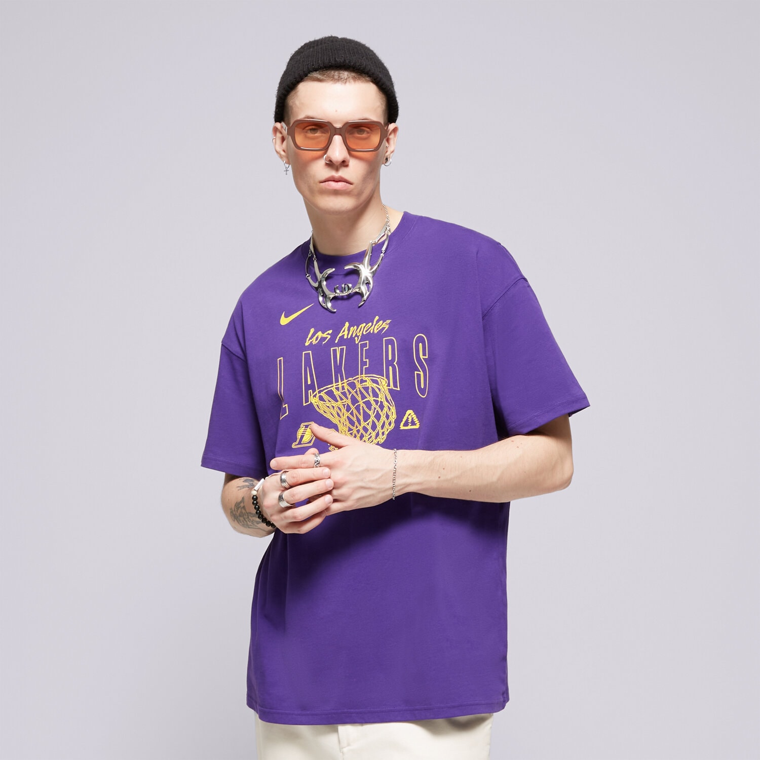 Herren T-Shirt NIKE T-SHIRT LAL M NK CTS MAX90 1 SS TEE NBA FJ0375-504 Violet
